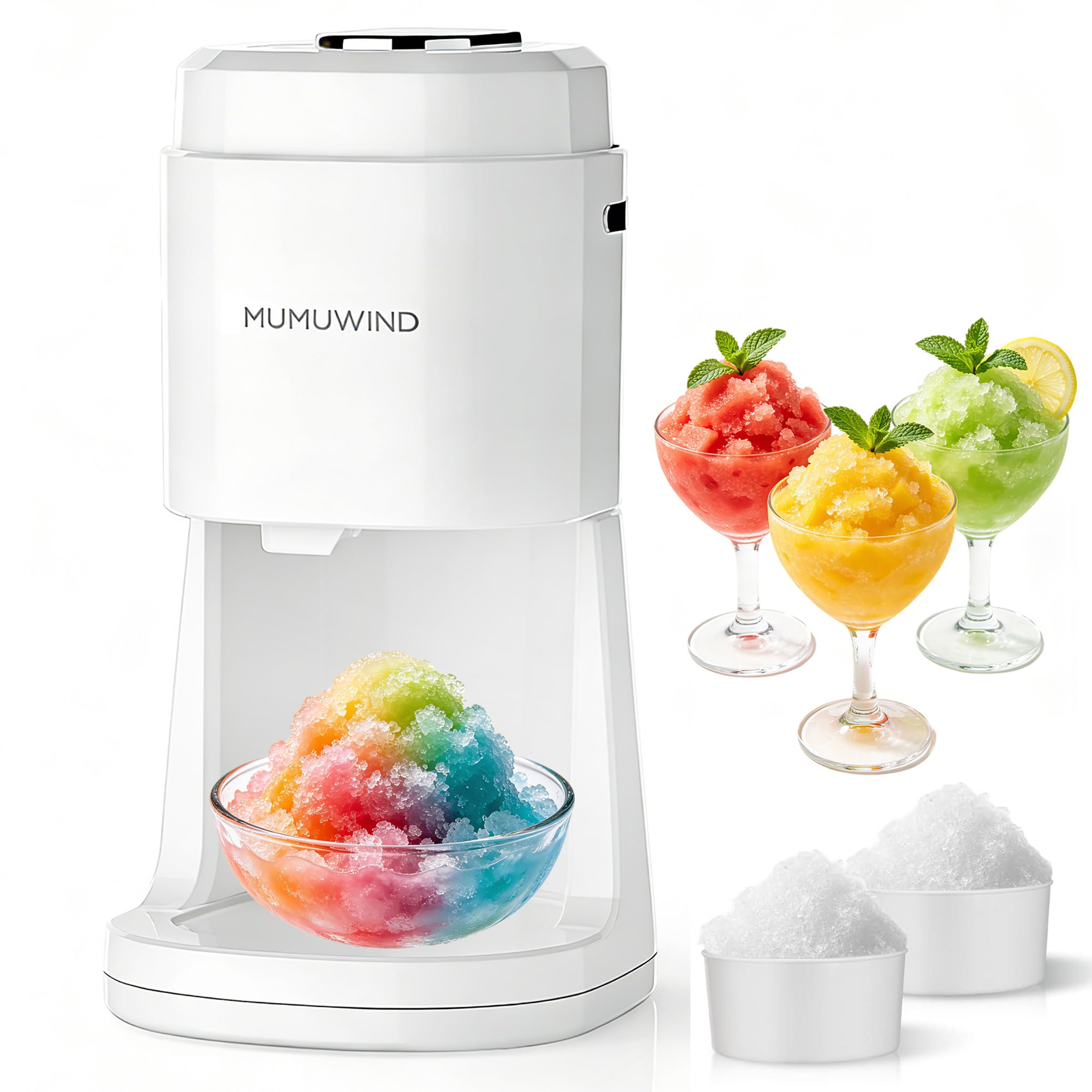 Slushy Maker Ice Shaver, ice crusher, slush-ijsmachine, Elektrische crushed ice maker is geschikt voor kamperen, cocktails, koude koffie, ijs, Weiß
