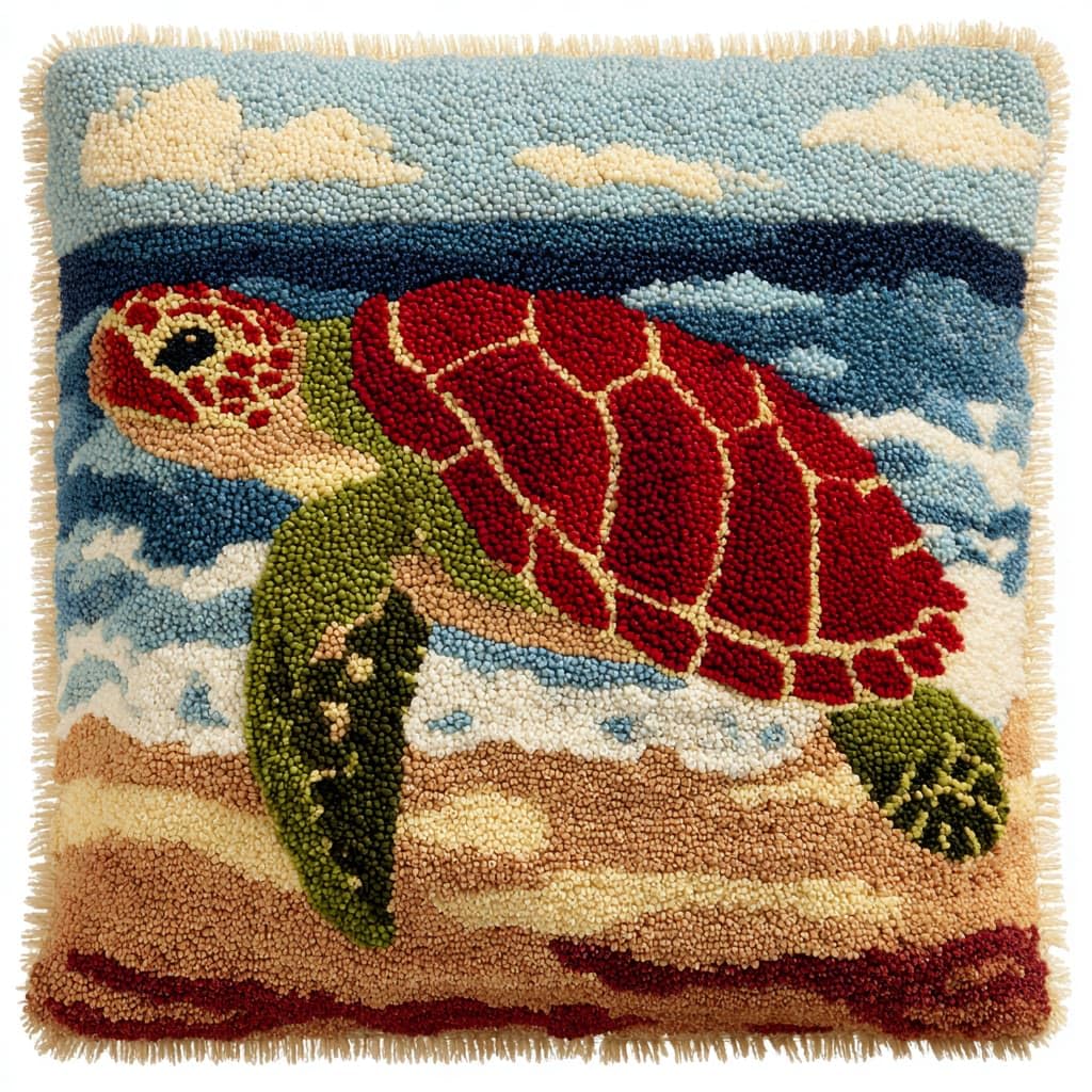 WallustrioaW Latch Hook Cushion Kits,Animals, sea Turtles