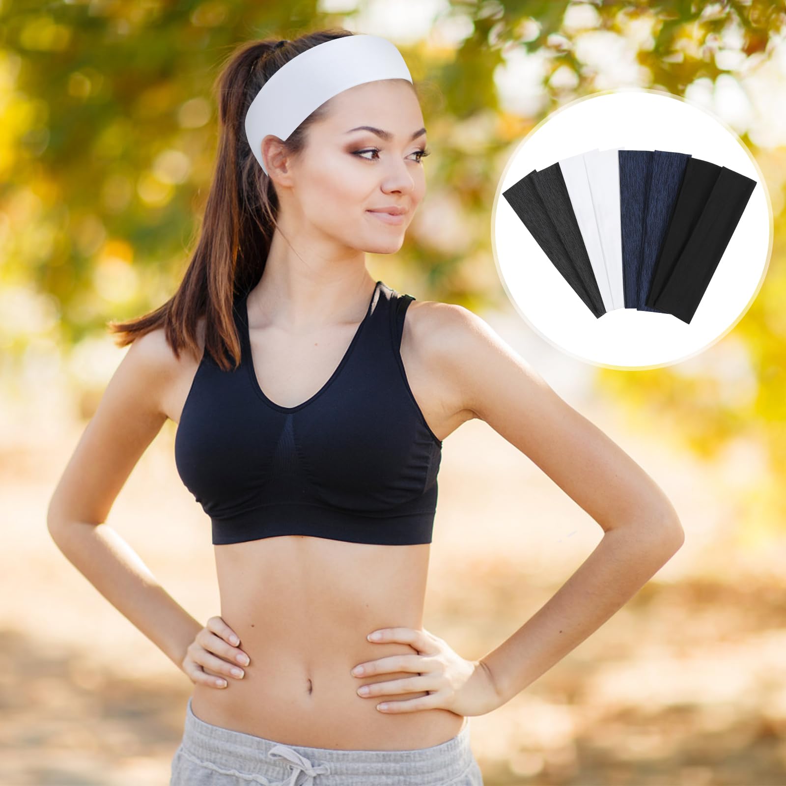 8 Pack Women Headbands Yoga Sport Hair Wraps Non Slip Elastic Stretch 8-Pack-Headbands-for-Women-Non  main image 2