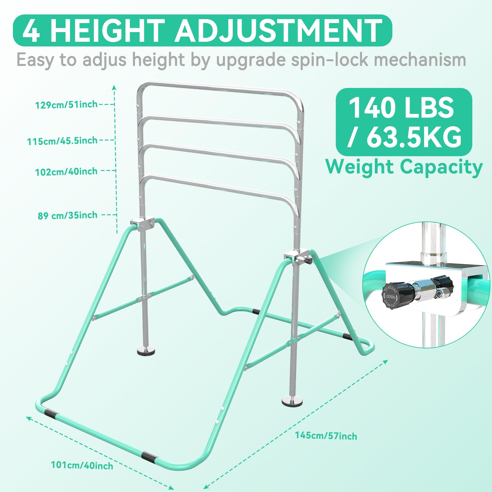 Barra de Gimnasia para Niños, Altura Ajustable y Plegable – con Anillos, Barra Horizontal para Interior, Equipo de Entrenamiento en Casa para Niñas y Niños