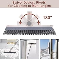 Vista 5 de Grout Brush with Long Handle, 2 in 1 Floor Scrub Brush with Squeegee, Shower Scrubber Cleaner Swivel Stiff Bristle for Cleaning Baseboards Tile