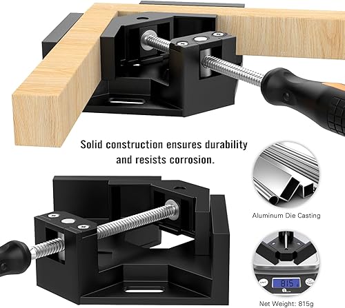 Miniatura 2 de Housolution - Abrazadera de ángulo recto, abrazadera de esquina de aleación de aluminio de 90, abrazadera de clip de ángulo recto, soporte de