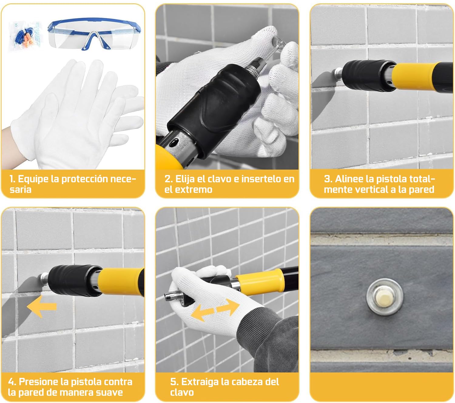Pistola de Clavos Manual ultra potente 5 potencias Ajustables para Techos, Paredes y Metal
