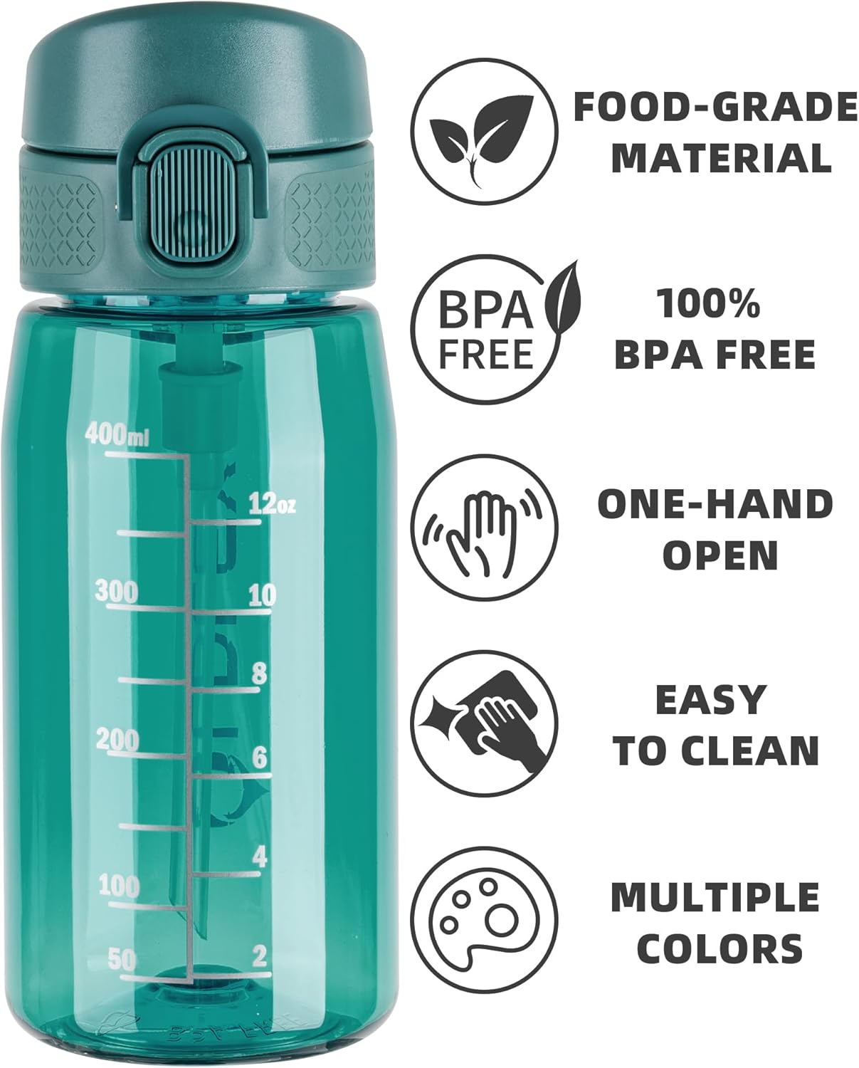 OLDLEY Kids Water Bottles with Straw 420ml/14oz BPA Free Tritan Water Bottle with Handle Leakproof School Sports Drinking Bottle for Toddler Boys Girls,Dark Green - Image 5