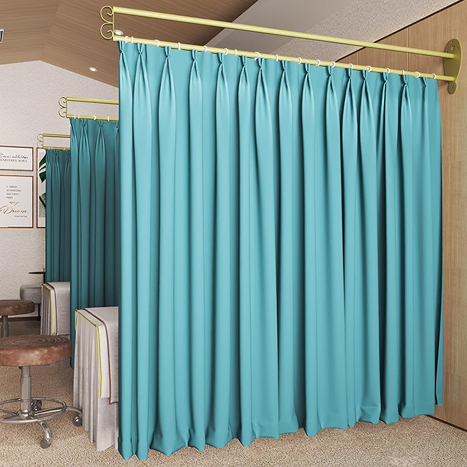 U字型の部屋仕切りカーテン、金属サポートトラックのドレッシングルームカーテンロッド、ロッドは4色から選択可能(Color4,230c