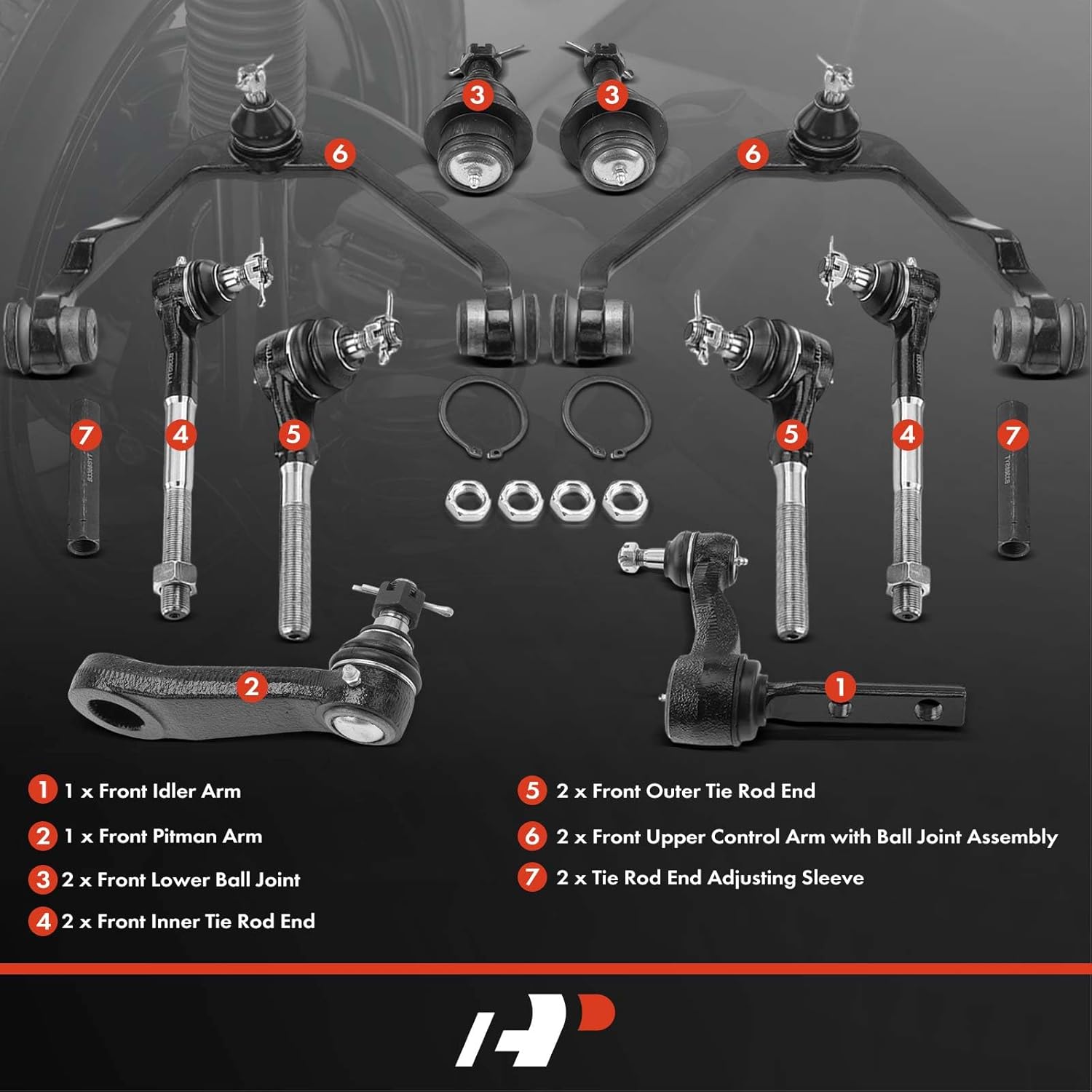 A-Premium 12Pcs Suspension Kit, Upper Control Arm, Lower Ball Joint, Inner Outer Tie Rod End, Compatible with Ford & Lincoln - 97-04 - F-150 (Heritage), F-250, Expedition, Navigator, Blackwood, RWD