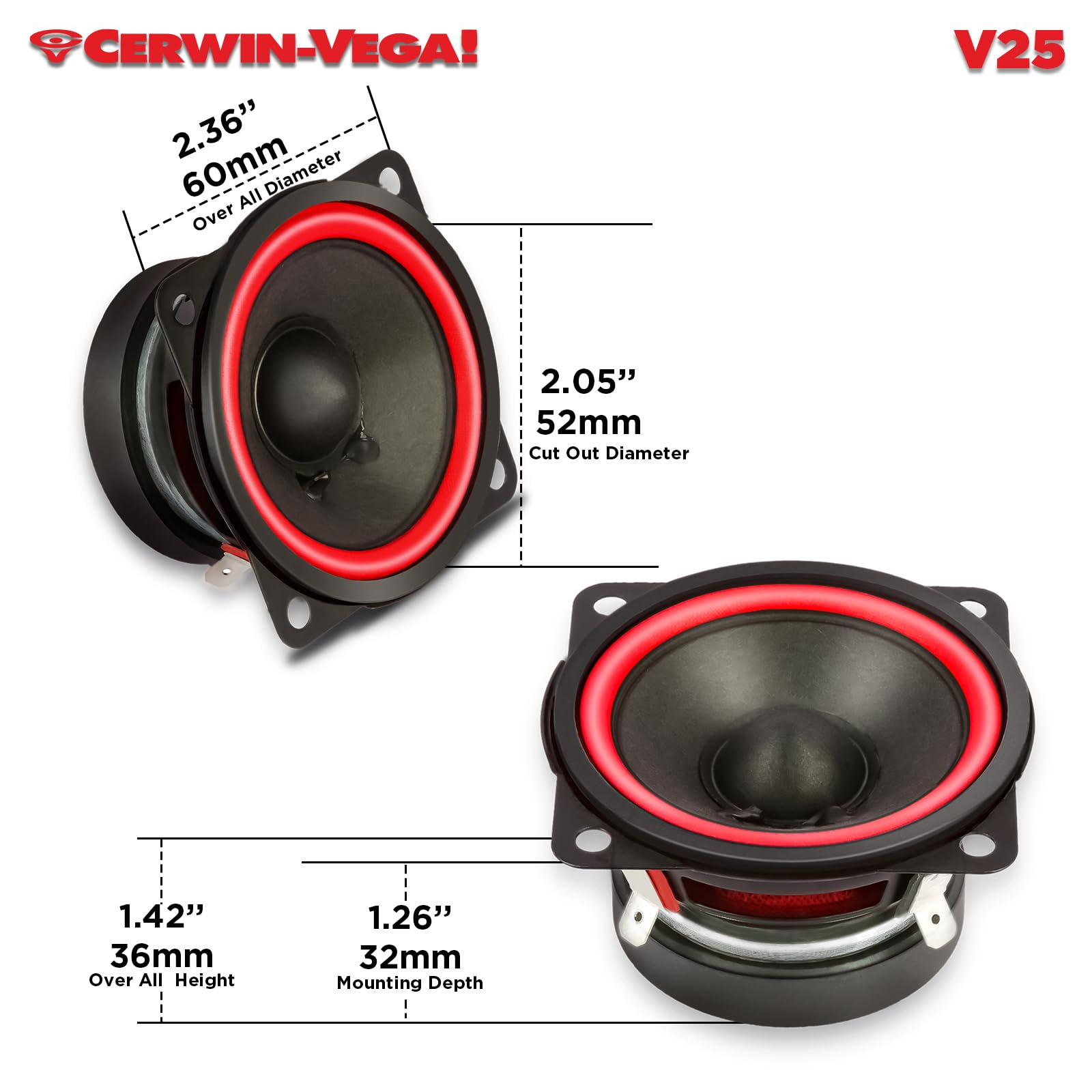 Amazon.co.jp: CERWIN-VEGA! V25 2.5インチ VEGA 60ワット 4オーム