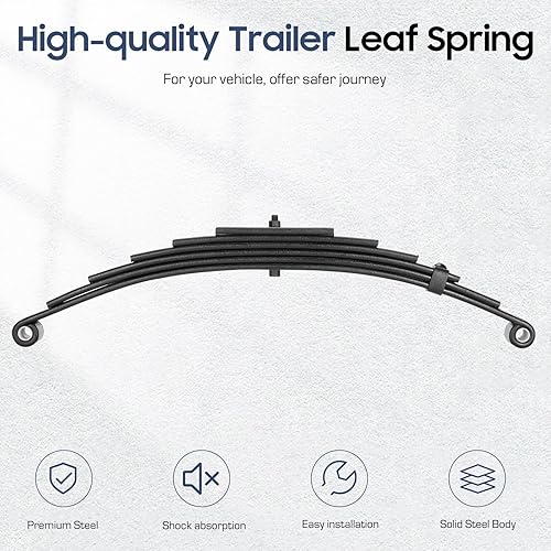 Vista 26 de SEHNSUCHT Resorte de hoja para remolque, 4 hojas y capacidad de 1750 libras, resortes de hoja de doble ojo para eje de remolque de 3500 libras