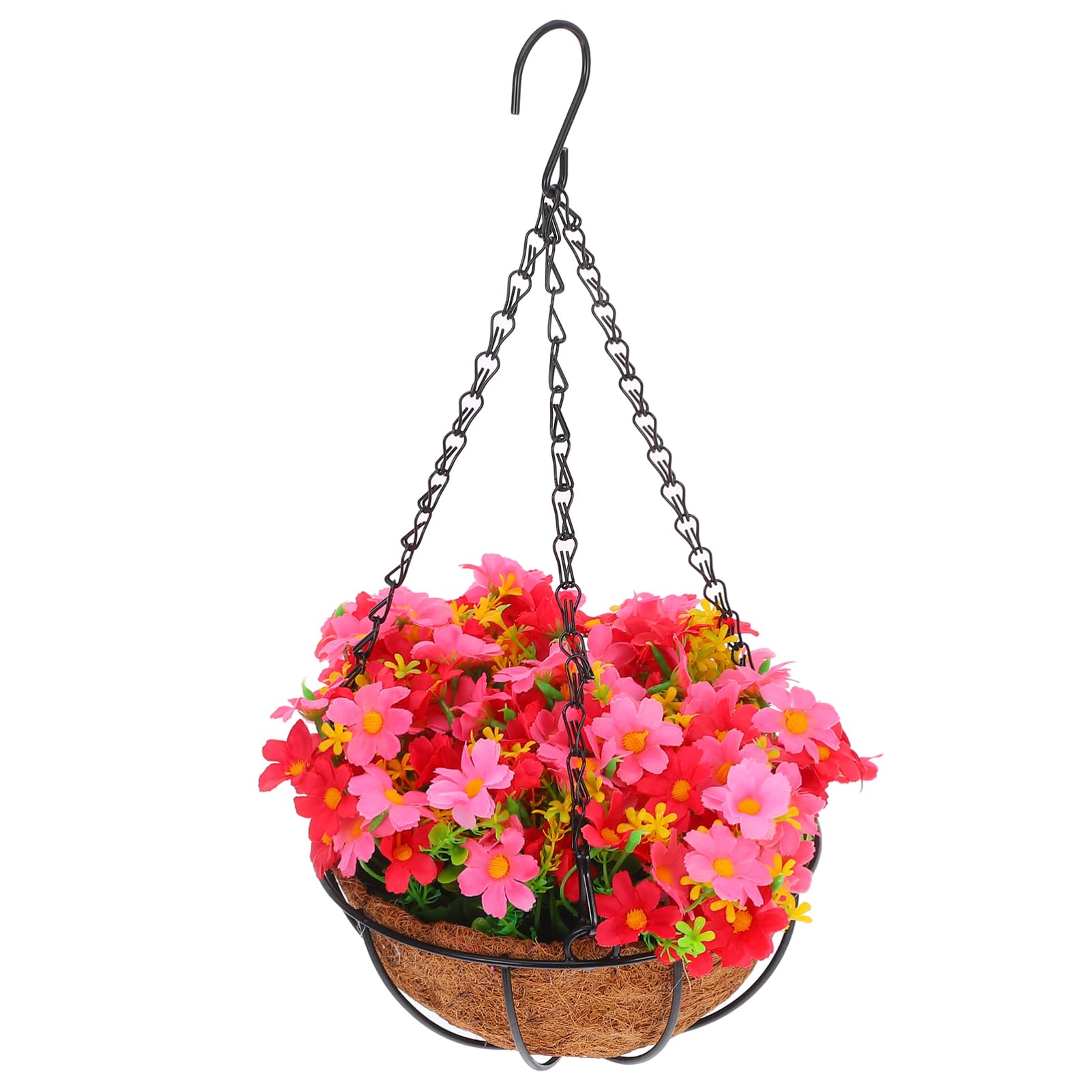 Happyyami Künstlicher Hängeblumenkorb aus Eisen, Rosa, für Draußen