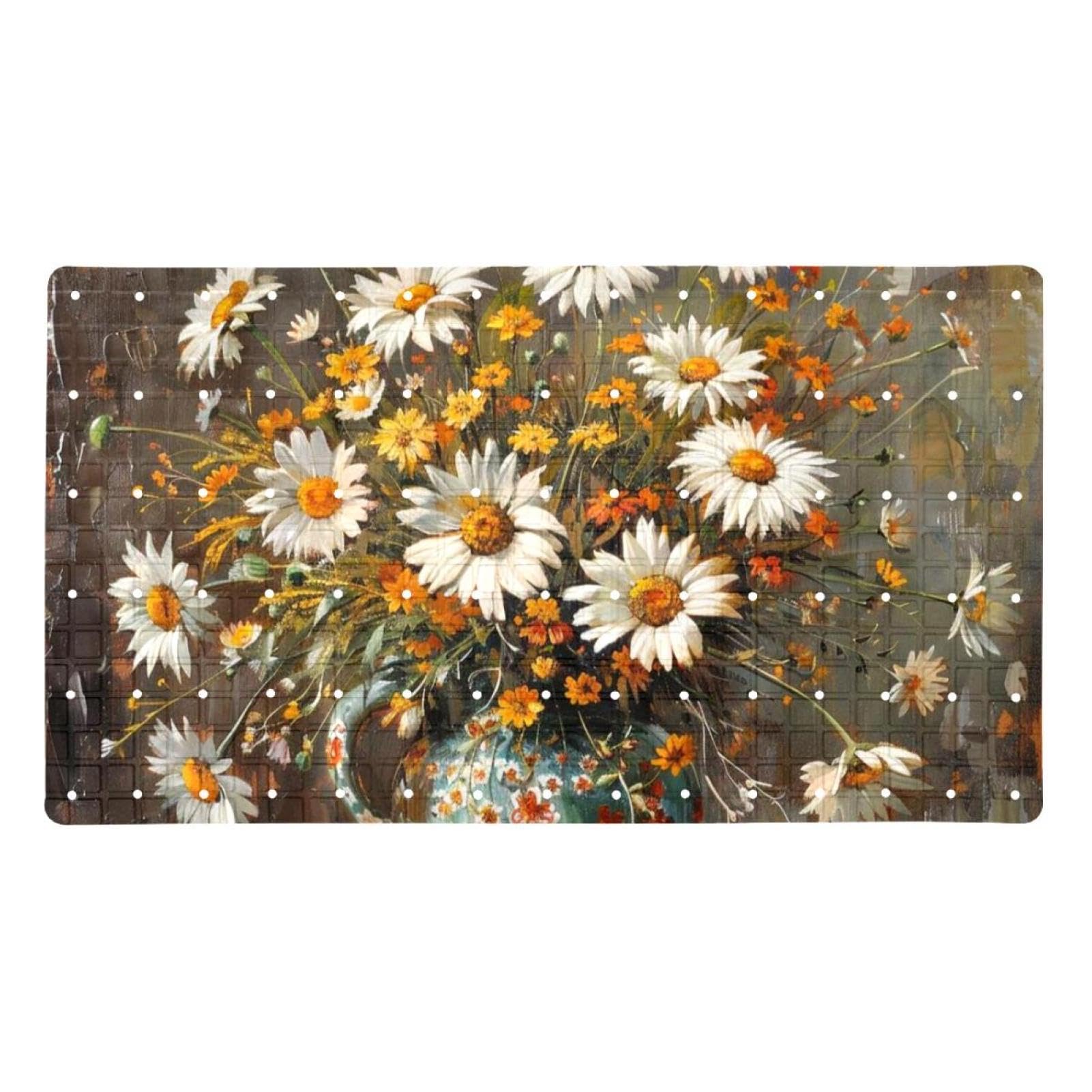 Tapis de bain floral vintage pour sécuriser la baignoire familiale