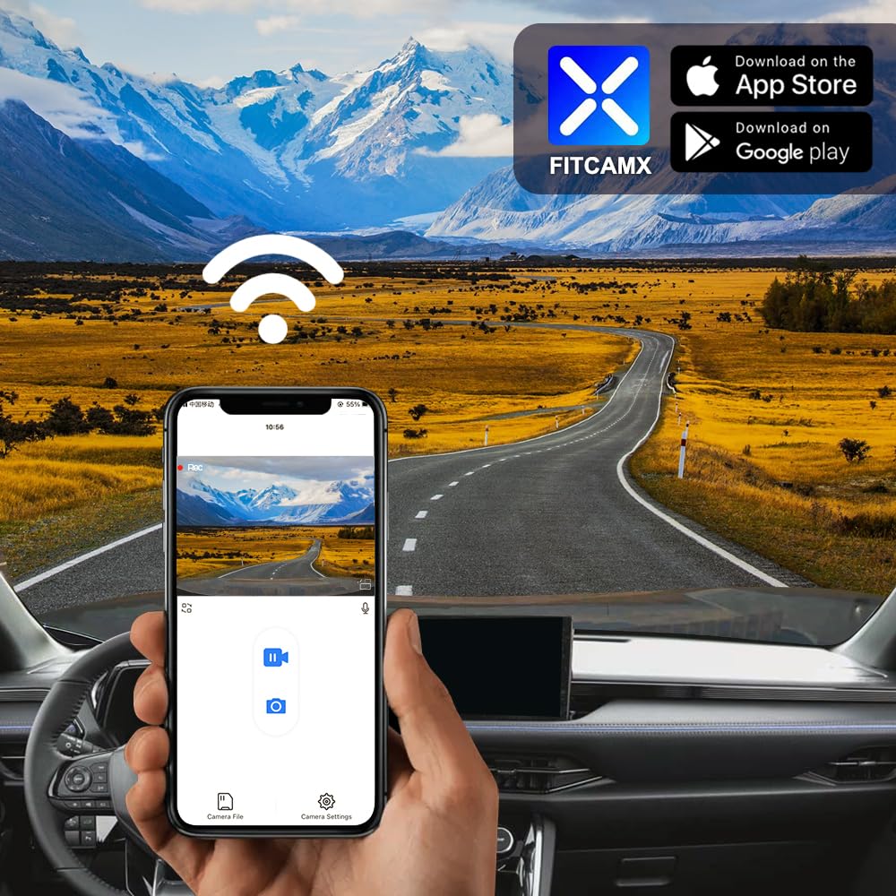 Fitcamx Dashcam 4K Compatibile con Toyota Yaris e Yaris Cross 2024 2025 2026, OEM 2160P UHD Video WiFi, G-Sensor, Loop Recording, Night Vision, WDR Dash Camera Car, Plug & Play, con 64GB Card