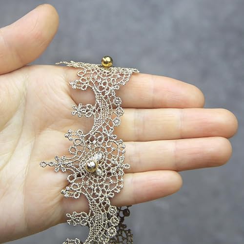 Miniatura 3 de Cinta dorada para manualidades, cinta de encaje dorada con cuentas, cinta de tela dorada, borde dorado con cuentas para coser, bricolaje, vestidos,