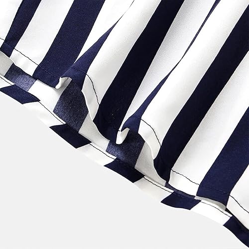 Miniatura 4 de Camisa de manga corta con botones para hombre, estilo casual, de verano, a rayas, con estampado hawaiano, para la playa