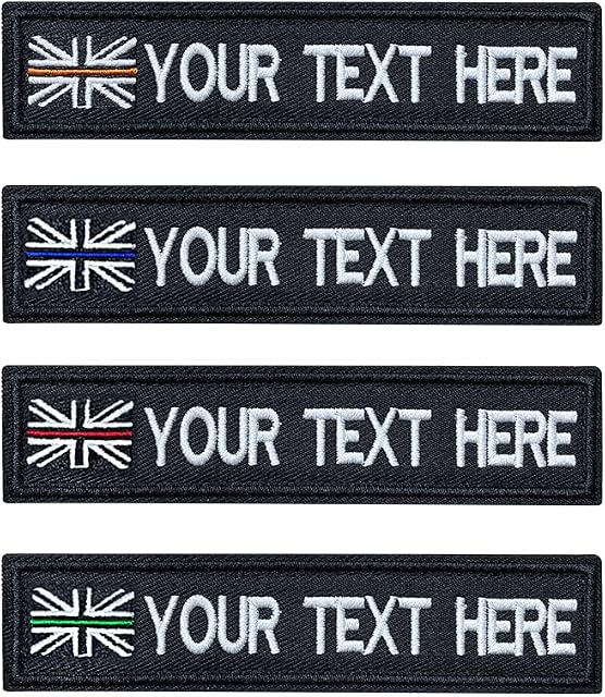 Custom Name Patches, 2pcs Personalized Military Name Patch Embroidery UK Flag Name Tactical Tag for Uniform Vest Bags Jacket Clothing