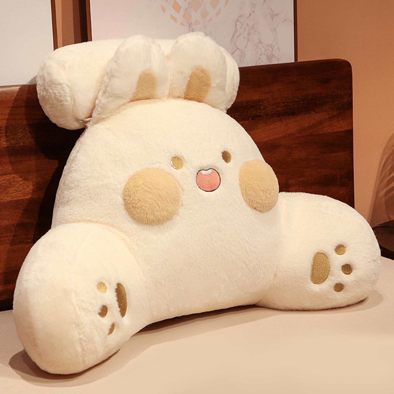 Reading Pillow For Bed, Lovely 2 In 1 Backrest Pillows With Neck Roll And Arms, Plush Support Pillow Reading Cushion For Adults Kids Large Back Pillow For Sitting Up In(Size:60×45CM,Color:Yellow)