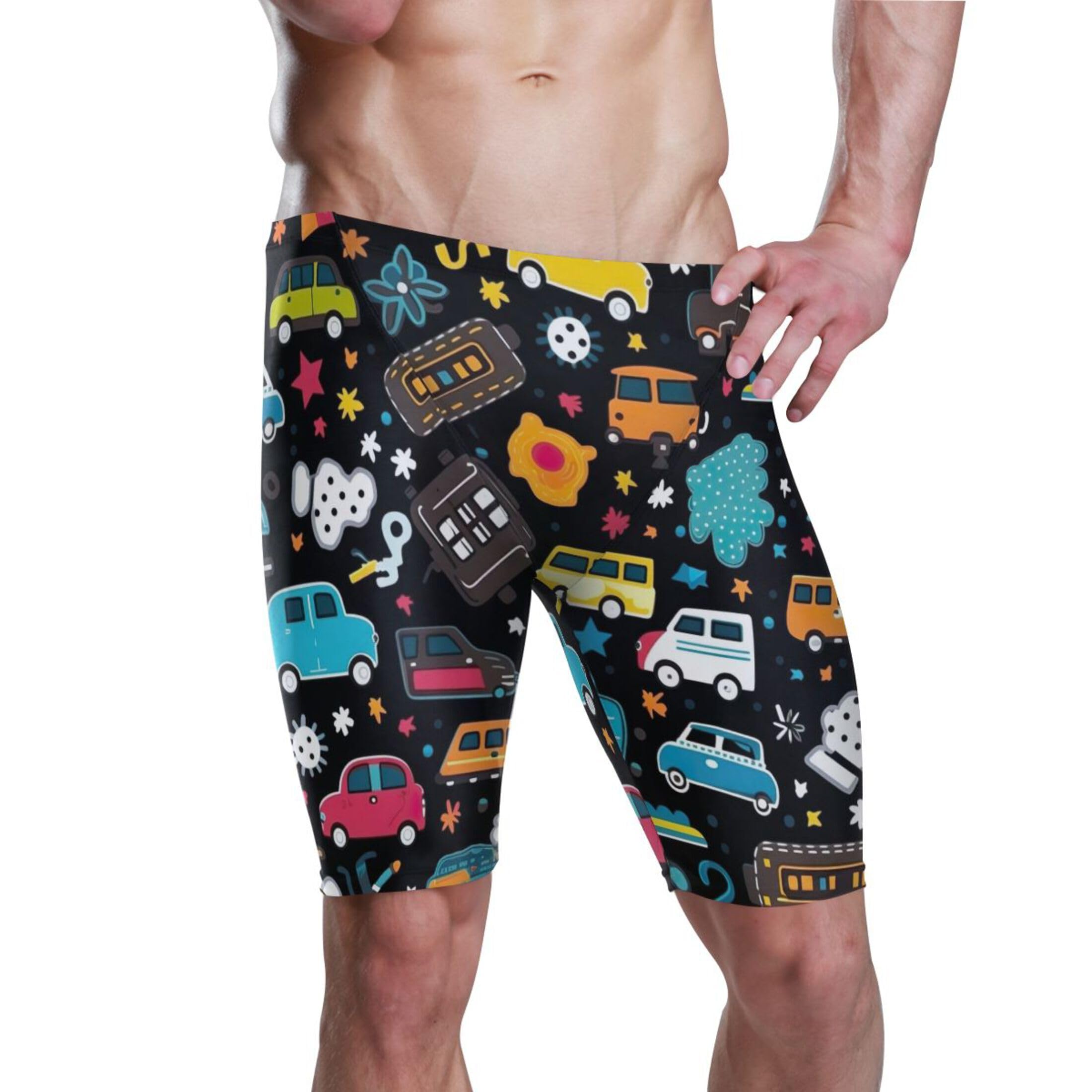 Toy Car Taxi Swim Jammers Swimsuit for Men XXL B0400267