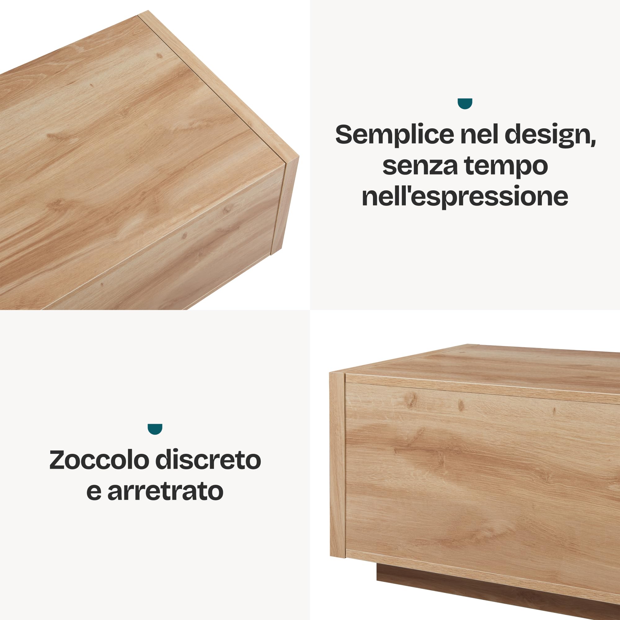 [en.casa] Tavolino da Salotto con 2 Cassetti Laterali Tavolo Basso Centrale da Caffè con Piano Rettangolare per Soggiorno Zona Living Studio 104 x 50 x 40 cm - Effetto Rovere