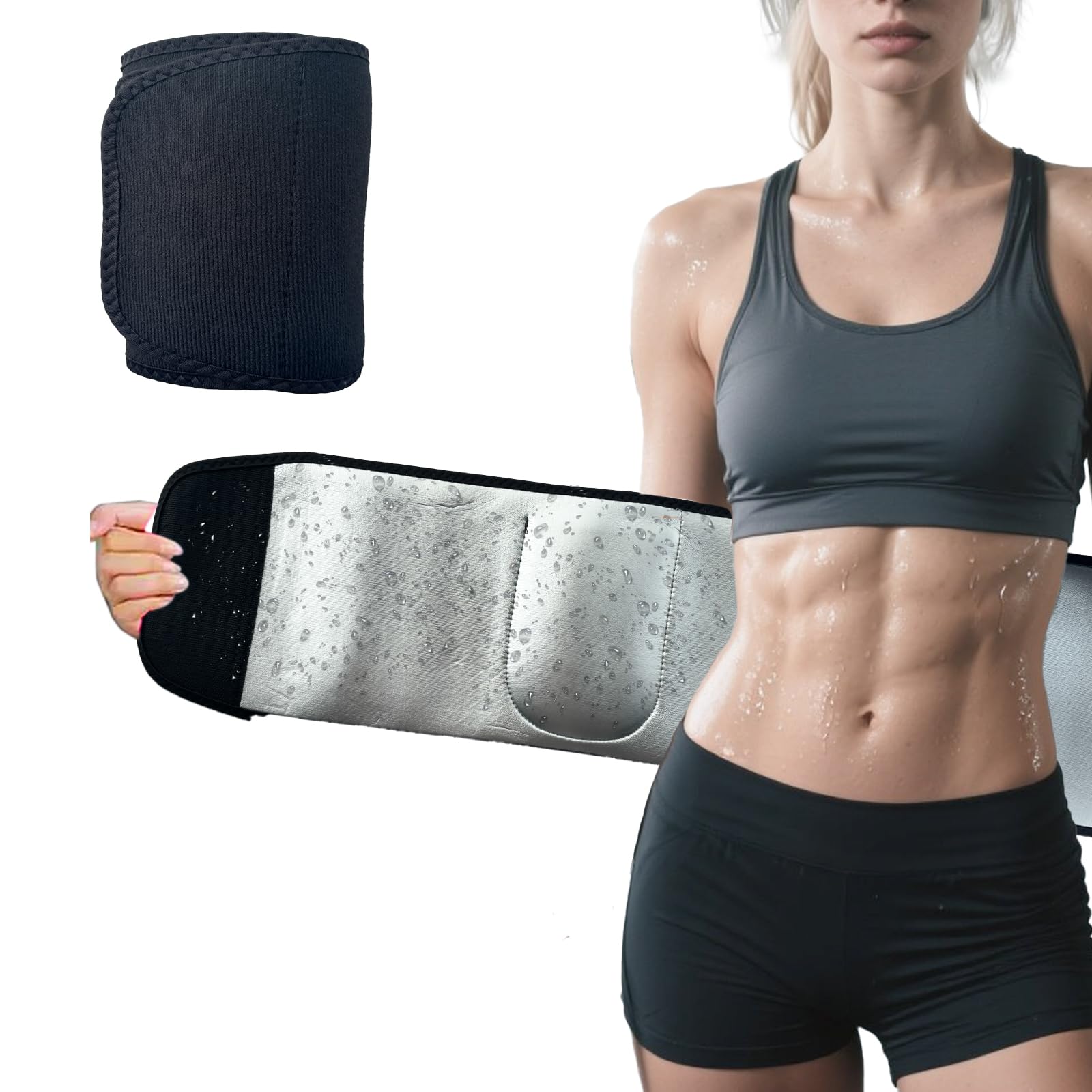 Zoyrin Waist Trainer 130CM for Women Men Weight Loss Long Sweat Belt with Phone Pocket，Adjustable Waist Trainer Sauna Effect Fat Burner Exercise Belt,Sport Girdle for Fitness (Black, 130CM)