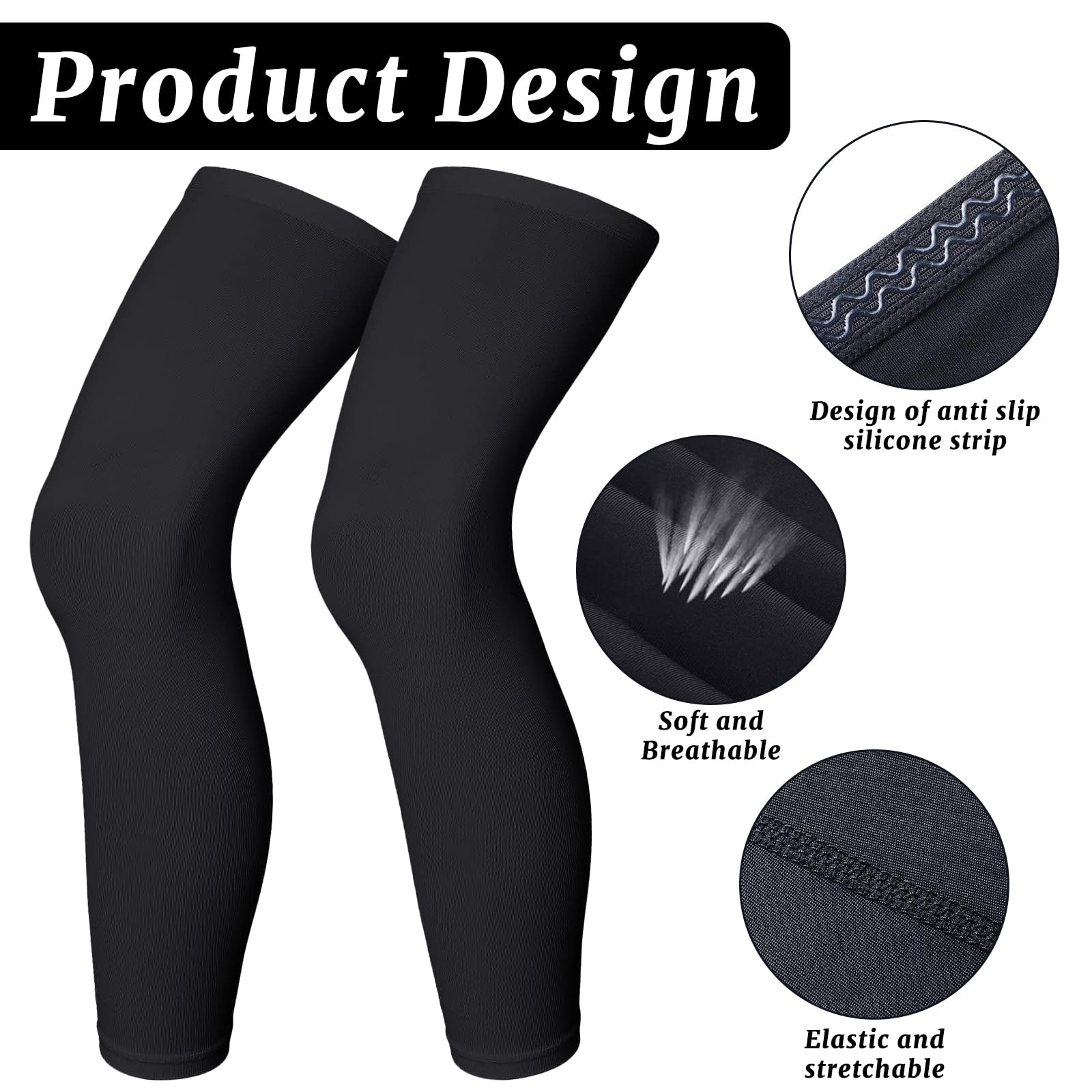 Manches de Compression de Jambes,Manchon de jambe,Maintien De Compression Genoux Anti Uv, Leg Warmers,Paires Chaussettes Été Homme Femme pour Sport Course, Jogging, vélo, Fitness