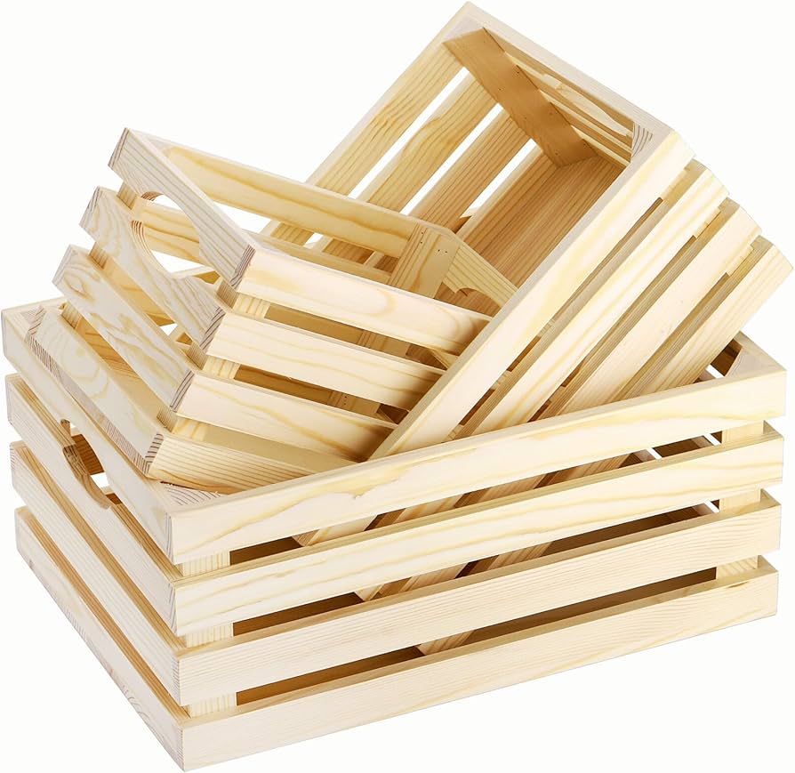 Amazon.com: ZENFUN 3 Pack Wooden Nesting Crates with Handles