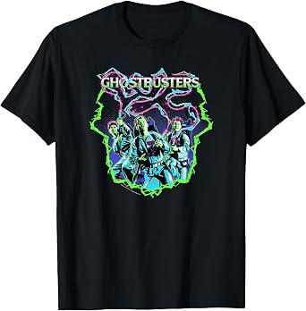 Ghostbusters Retro Proton Packs Cast Photo Movie T-Shirt
