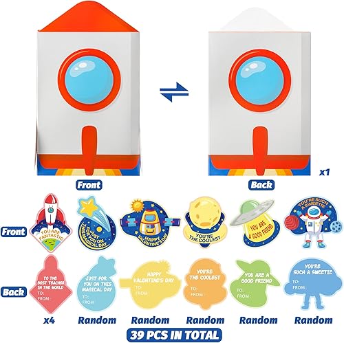 Vista 3 de H1vojoxo 40 cajas de San Valentín para niños y buzón para intercambio de aula, tarjetas de San Valentín para niños y niñas, tarjetas de regalo