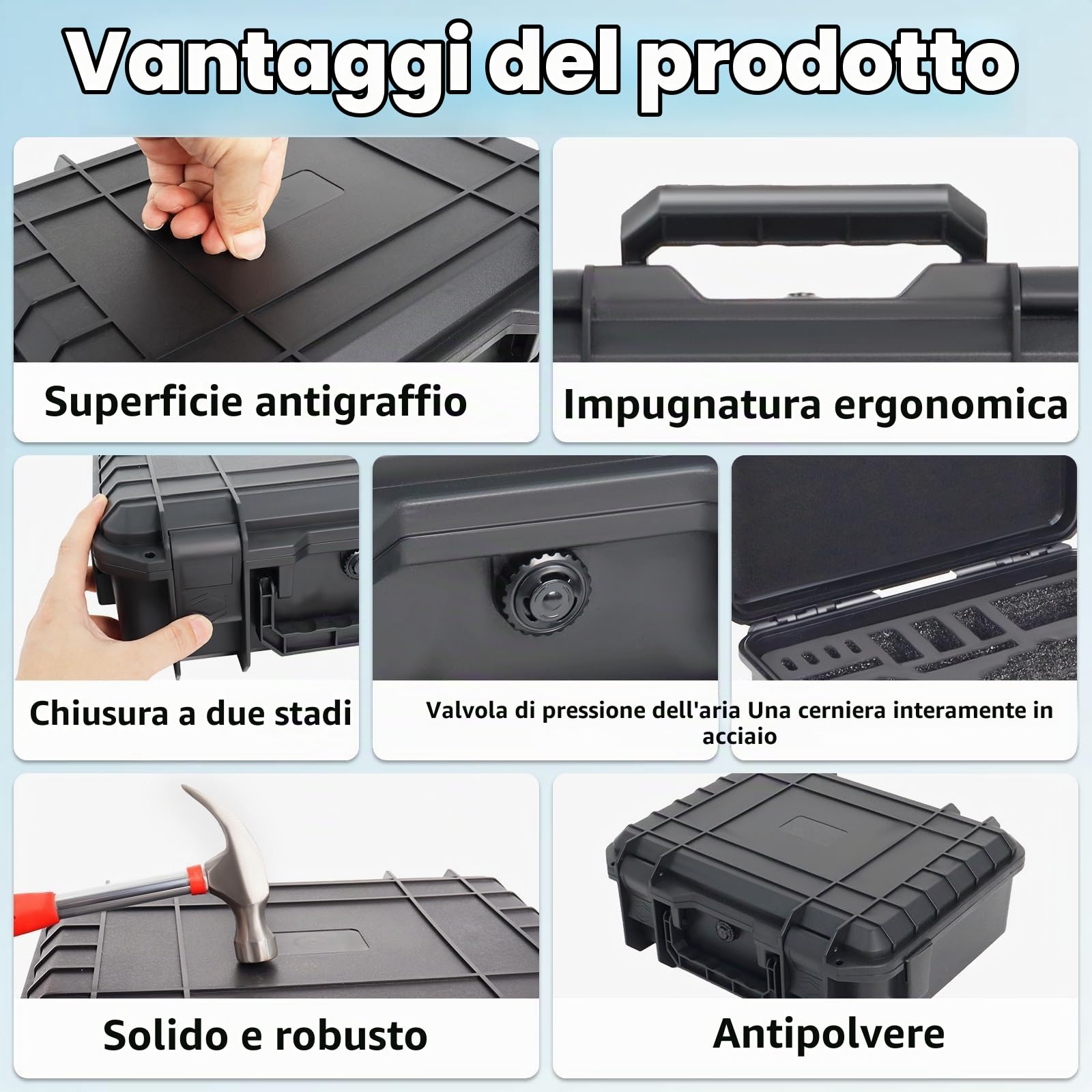 Poweka Custodia Rigida Impermeabile Compatibile DJI Mini 4 Pro/Mini 3 Pro | Valigia Protettiva Compatibile con DJI RC, RC 2, RC-N2 e RC-N1, Spazio per Drone, Accessori e Fino a 6 Batterie, con Tracolla