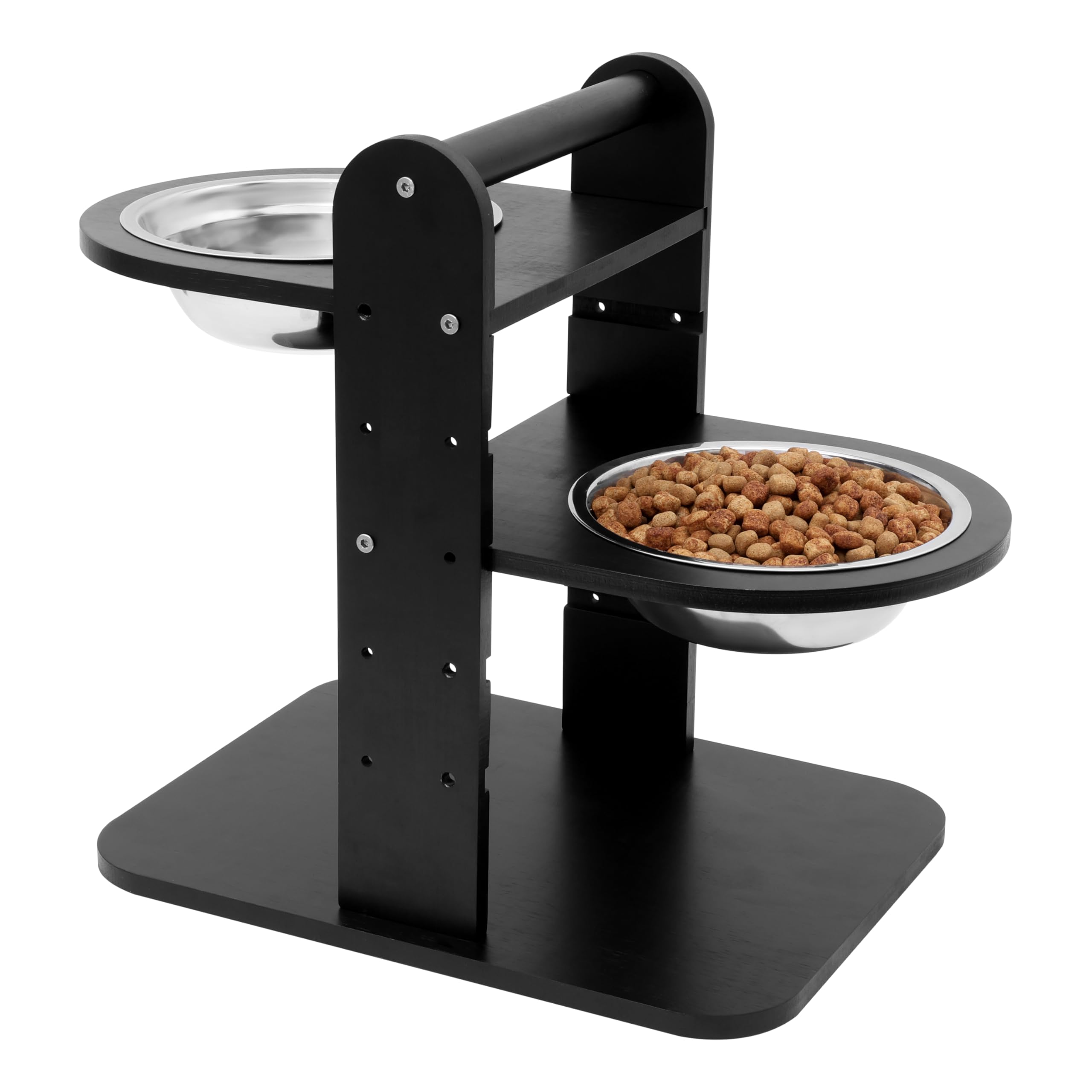 BELLE VOUS Comedero Bebedero Elevados para Perros - 41 x 40 x 30 cm Soporte Elevado de Altura Ajustable de Bambú con 2X 1 L Cuencos de Acero Inoxidable Antigoteo para Perro Grande Mediano y Pequeño