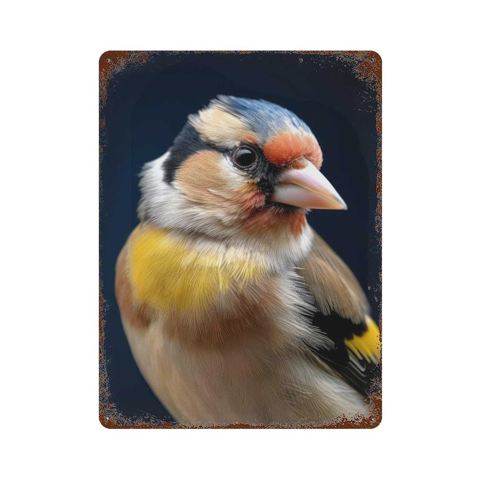 Garage Style Bird Goldfinch Closeup Distressed Metal Wall Sign 15.7"x11.8", Novelty Wall Decor for Bar And Workshop