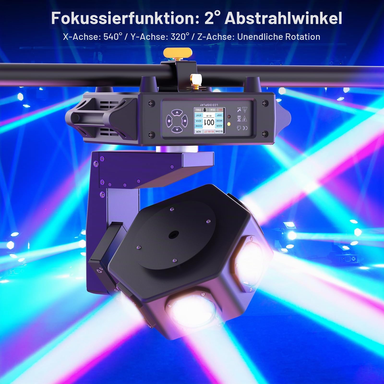 Moving Head Led 240W Discolicht Strobo-Effekt Partylicht 360°rotation continue Achse stufenlos drehbar Bühnenlicht für Familie Die Party Klub Hochzeit Geburtstag Nachtclub Bühnenbeleuchtung