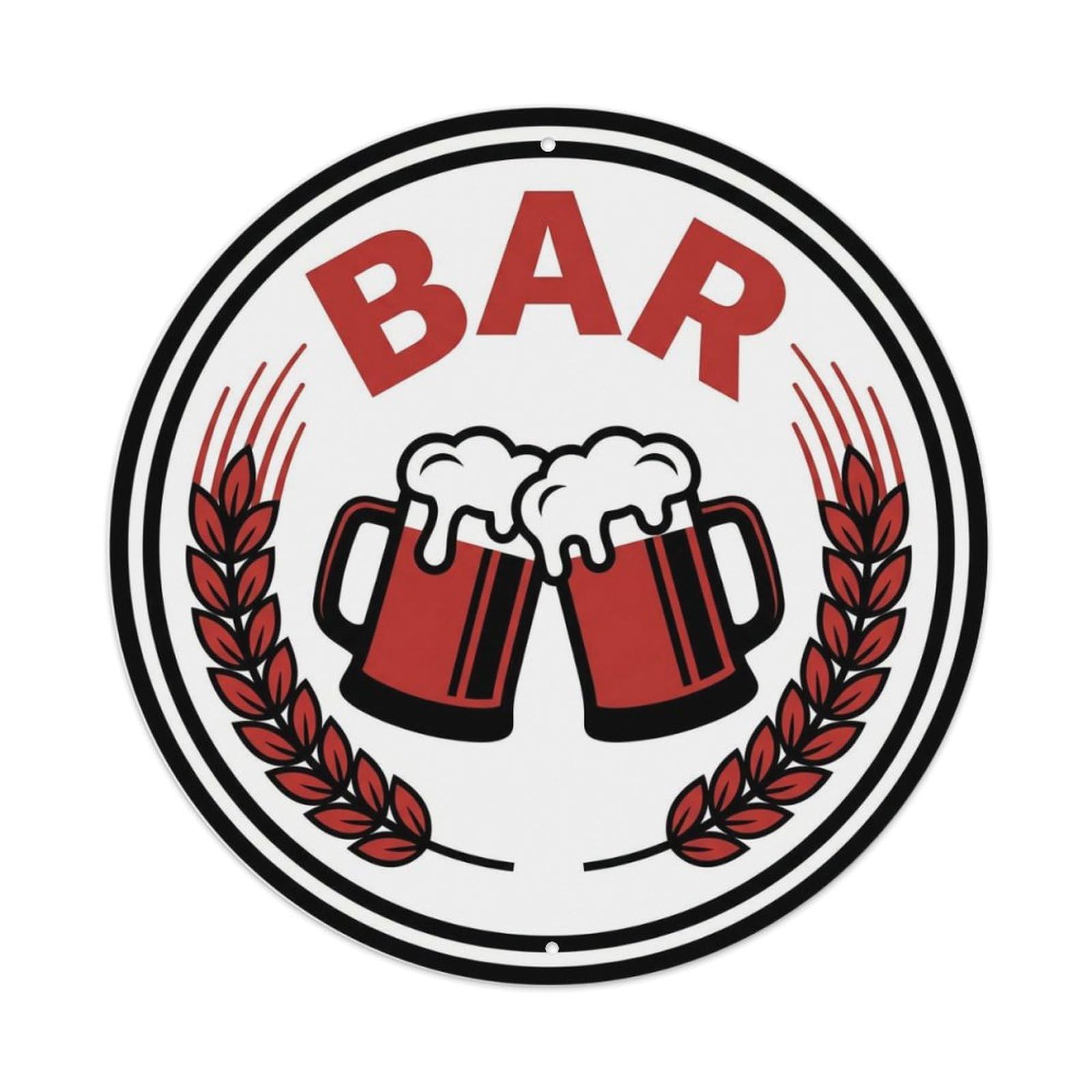 BAR Rustic Brewery Emblem 1 Metal Tin Sign Plaque Wall Decor for Cafe, Club Bar, Office, Home Garden Round Metal Poster 8x8Inch