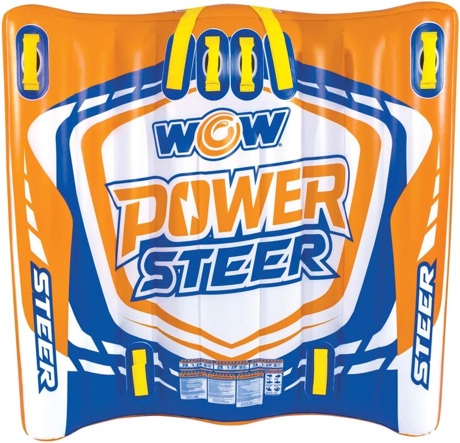 WOW Sports Power Steer Towable Tube - 1-2 Person - 340 lb Capacity - Steerable - For Boating - Youth & Adults