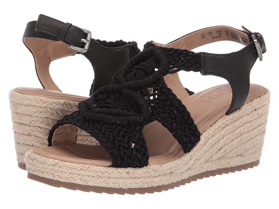 

SOUL Naturalizer Oasis (Black Macrame/Fabric/Smooth) Women's Wedge Shoes