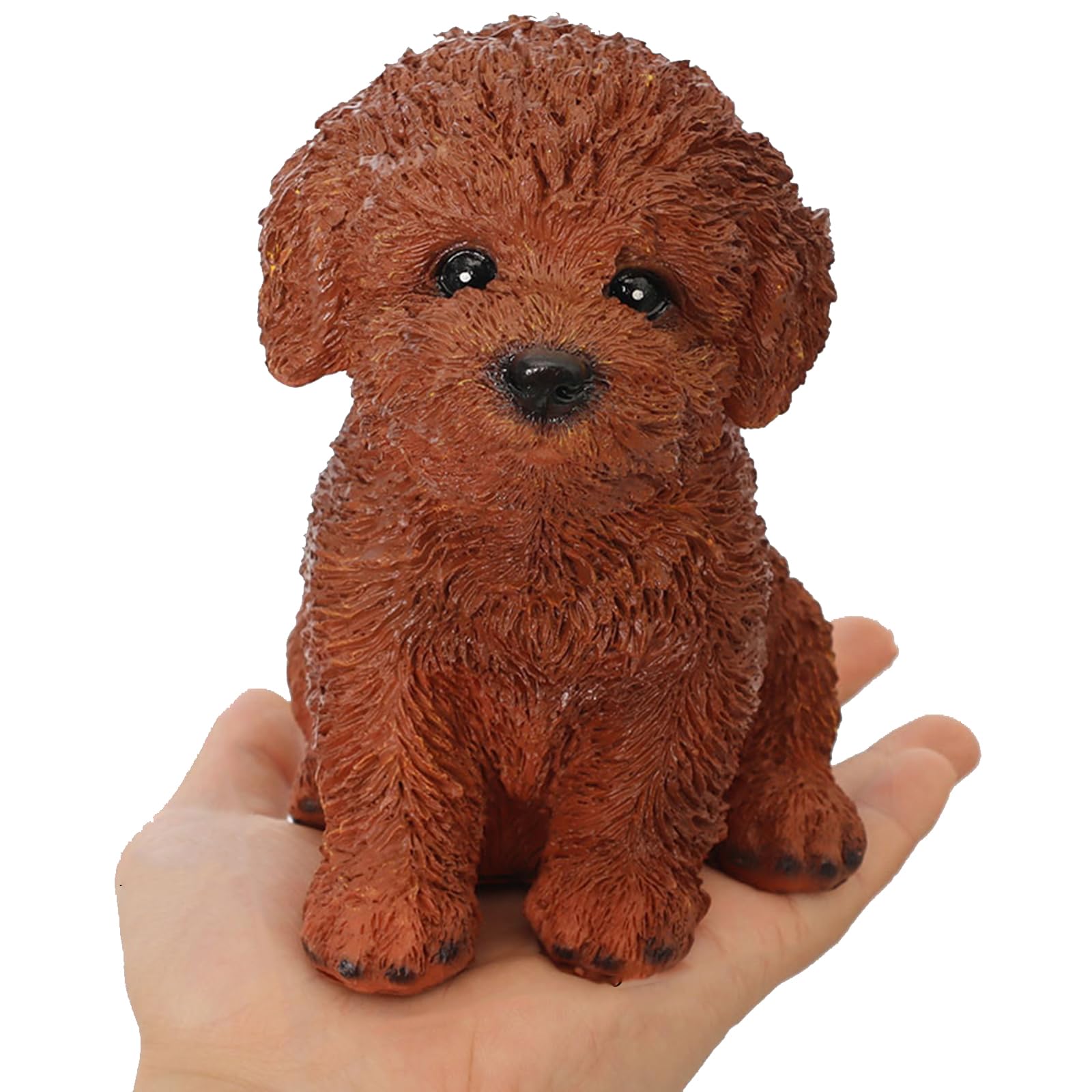 YXCQHZM Dog Statue for Outdoor - Simulation Cute Bichon Frise Sculpture - Modern Teddy Dog Figurine Garden Home Crafts Desk Decor (13.8cm,A)