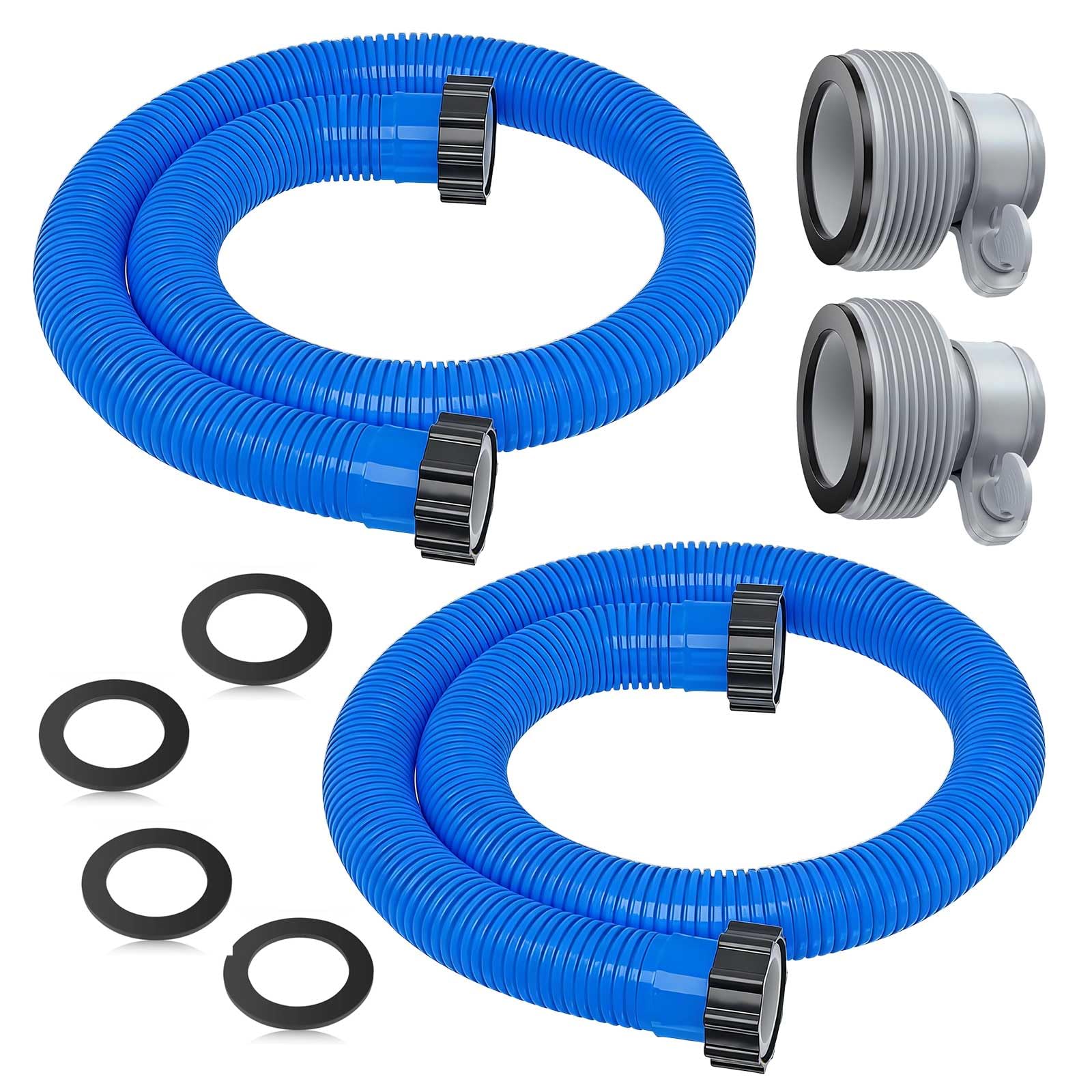 Photo 1 of 1.5" Pool Pump Hoses with Adapter Type B Connector Kit for Intex ? Coleman Above Ground Pools -1 1/2 Pool Hose Compatible with 1500-2500 GPH Sand Filter Pumps & Saltwater Systems (2, Blue)