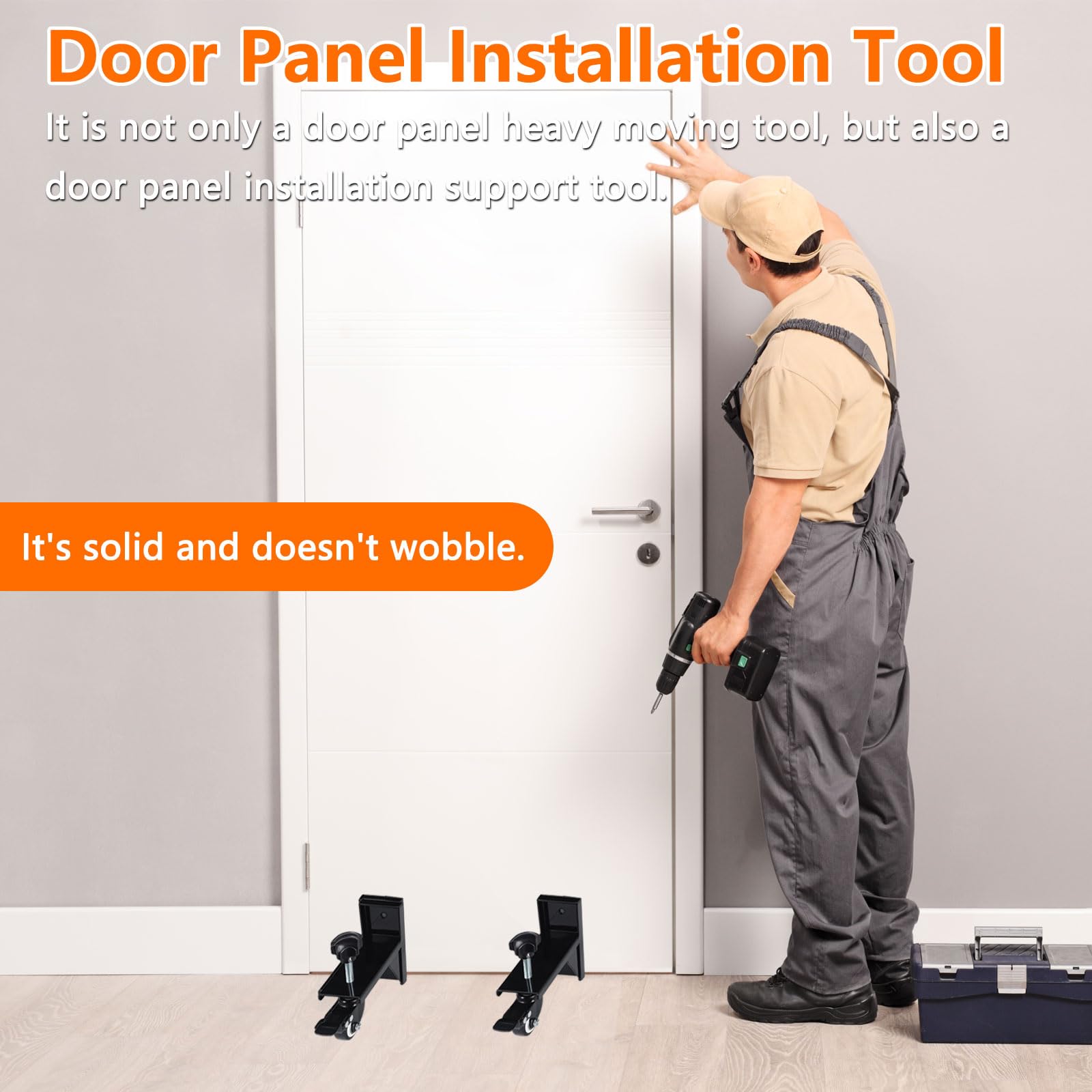 2 pannelli per carrelli sollevatori, resistenti e regolabili con ruote, strumenti di installazione per porte pesanti per il trasporto di pannelli da 2,5-4,5 cm