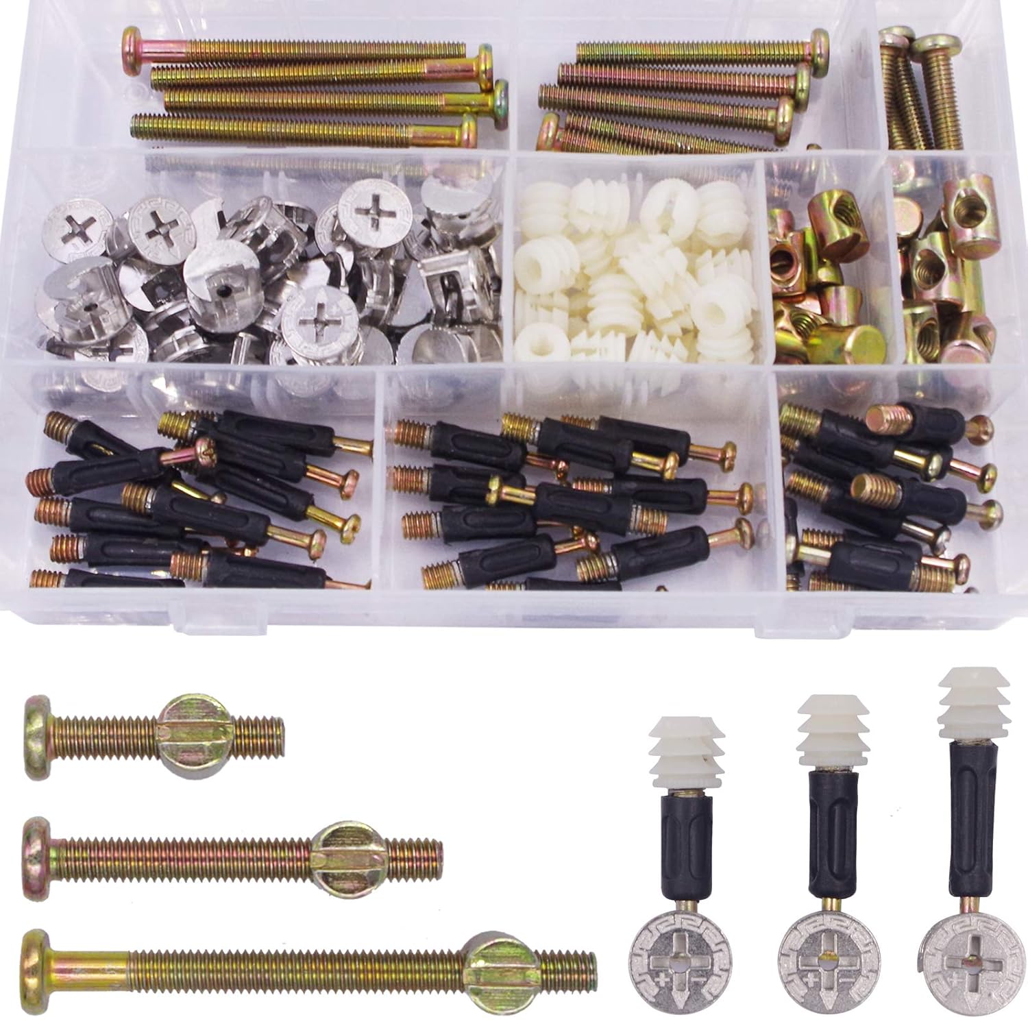 Wolfride Furniture Cam Fitting with Dowel and PreInserted Nut M6x32mm/35mm/40mm M6 Barrel Bolts