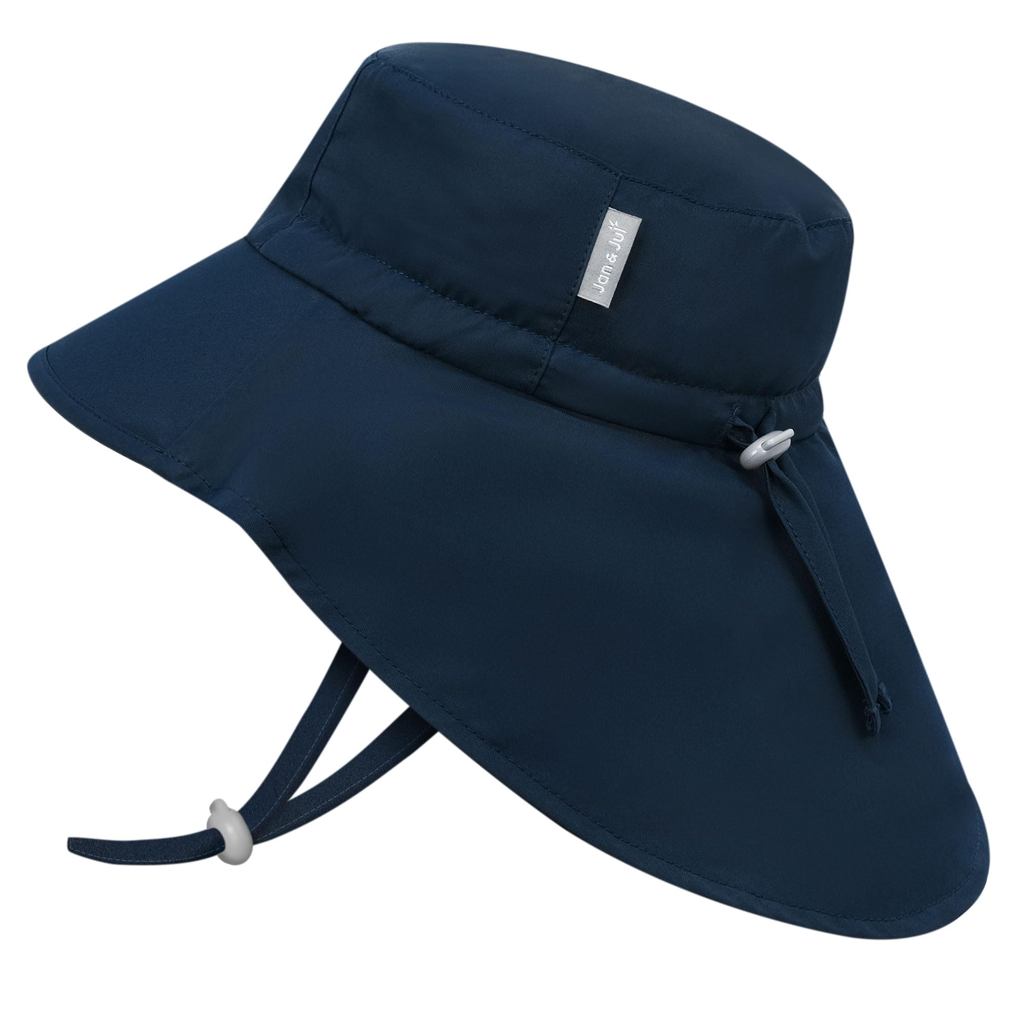Jan & Jul Boys Dark Navy ' Quick Dry Sun-Hat With Neck Flap For Swimming, Adventure Hat For Kids (Xl: 5-12 Years, )