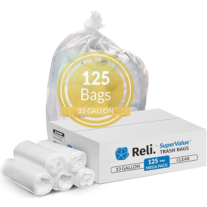 Buy Reli. SuperValue 33 Gallon Trash Bags 125 Count Clear 30 Gallon