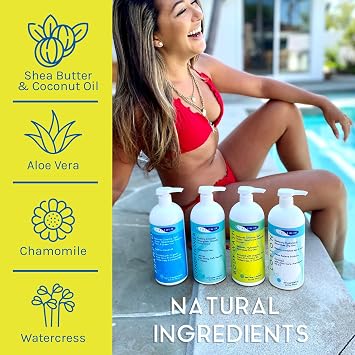 TRISWIM 32oz Swim Skin Care Set | Chlorine Removal Body Wash & After Swim Lotion with Pump | Removes Chlorine & Moisturizes Skin After Swimming | Professional Swimmer Care