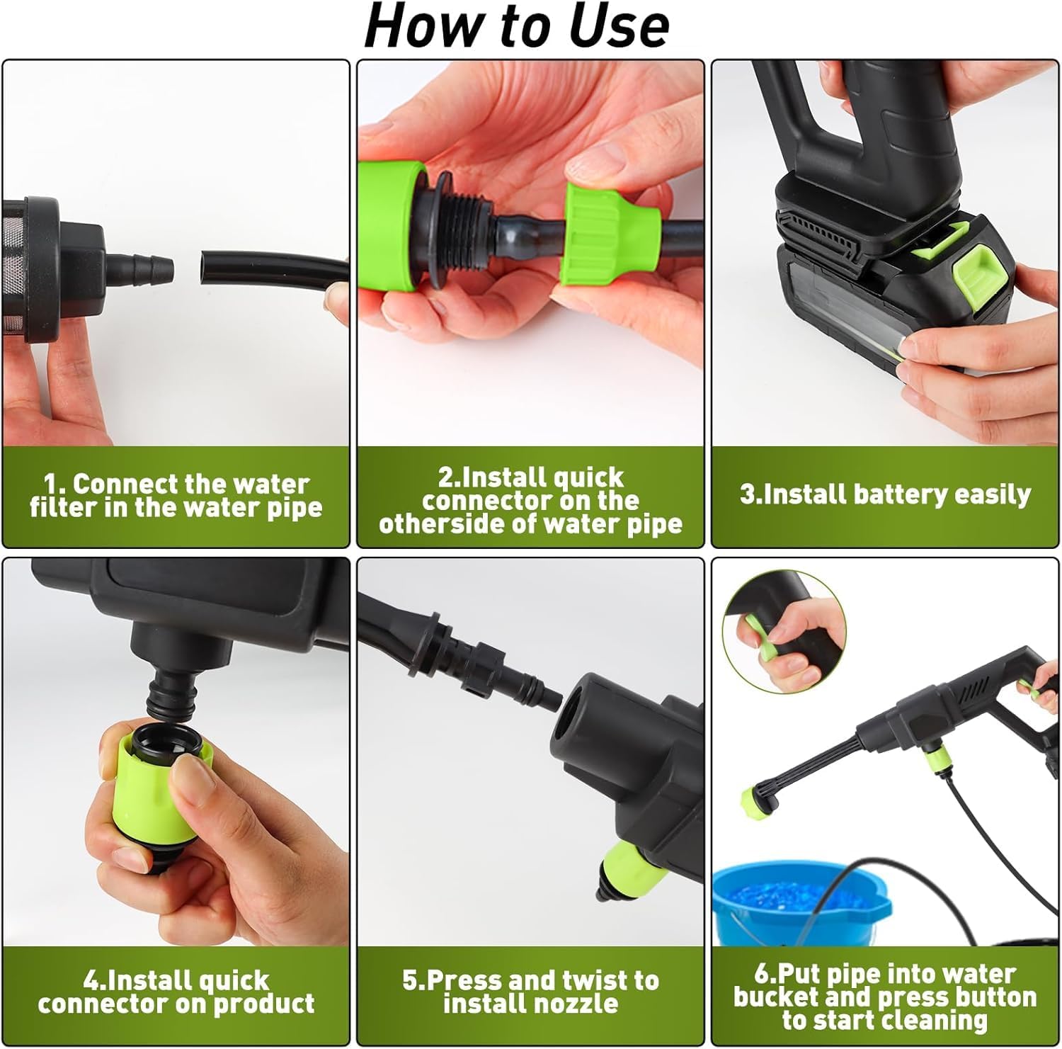 Cordless Pressure Washer,1200PSI Battery Powered with Foam Cannon, 6-in-1 Nozzle, Portable Power Washer for Car, Patio, Home & Garden Cleaning - Image 4