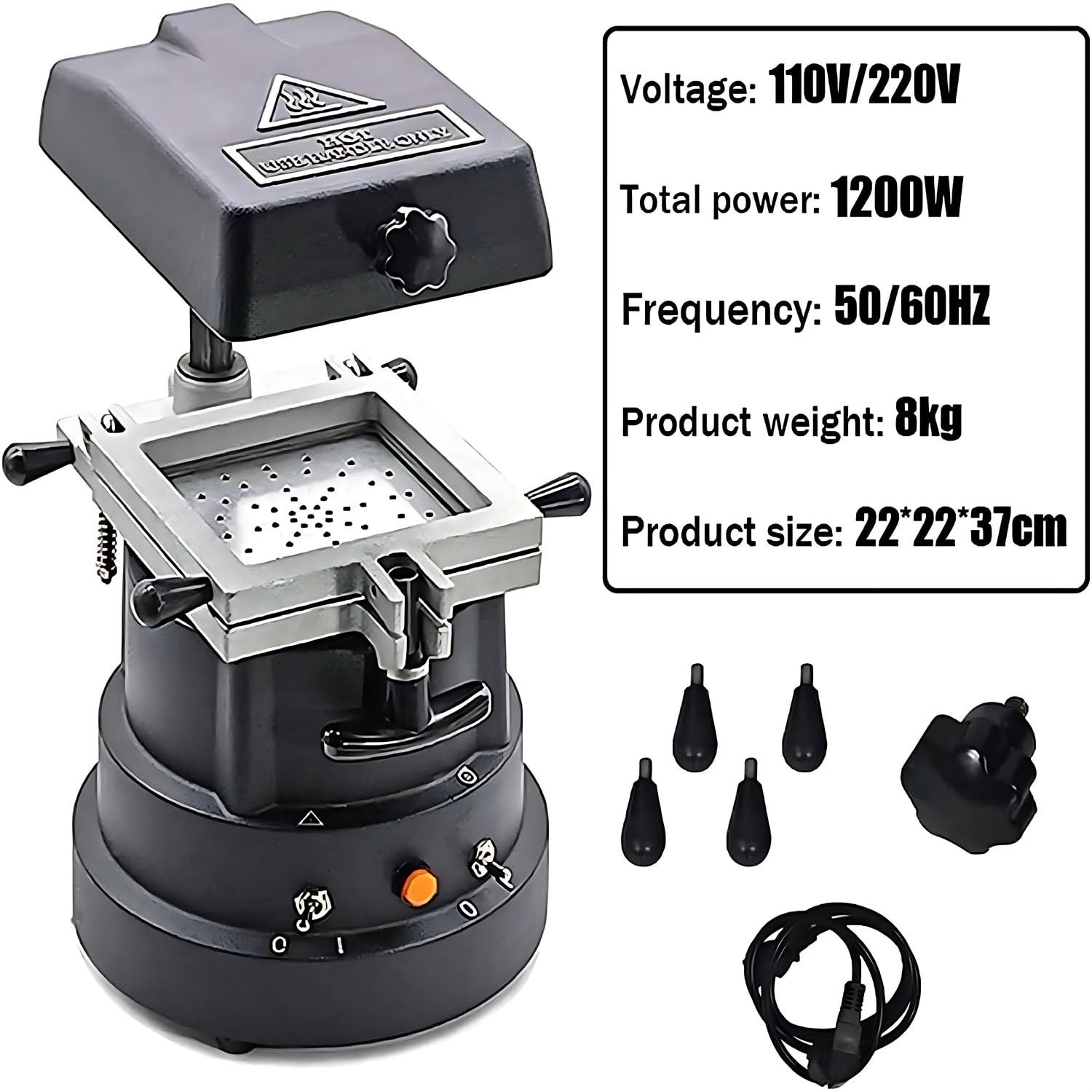 1200 W Dental-Vakuumformmaschine, Wärmeform-Laborausrüstung, verstärkte Adsorption, DIY-Prothesen-Set, kieferorthopädische Halterung