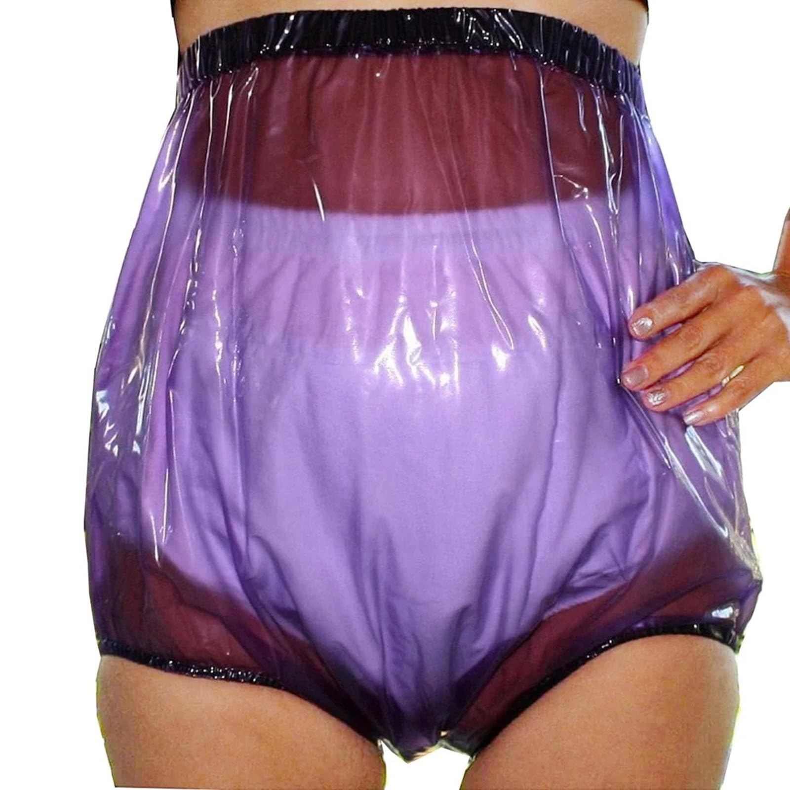 Transparente Inkontinenzunterwäsche Aus Kunststoff, Wasserdichte Windelüberhose Für Erwachsene, Geräuschlos Und Auslaufsicher, WaschbarPurple,XL
