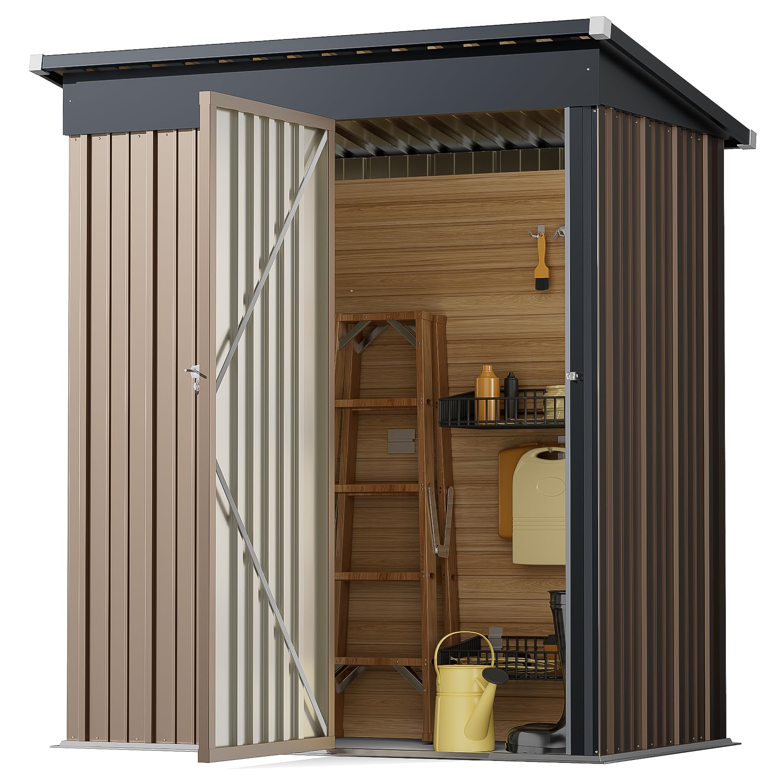 XEMQENER Lockable 5x3 FT Metal Outdoor Storage Shed