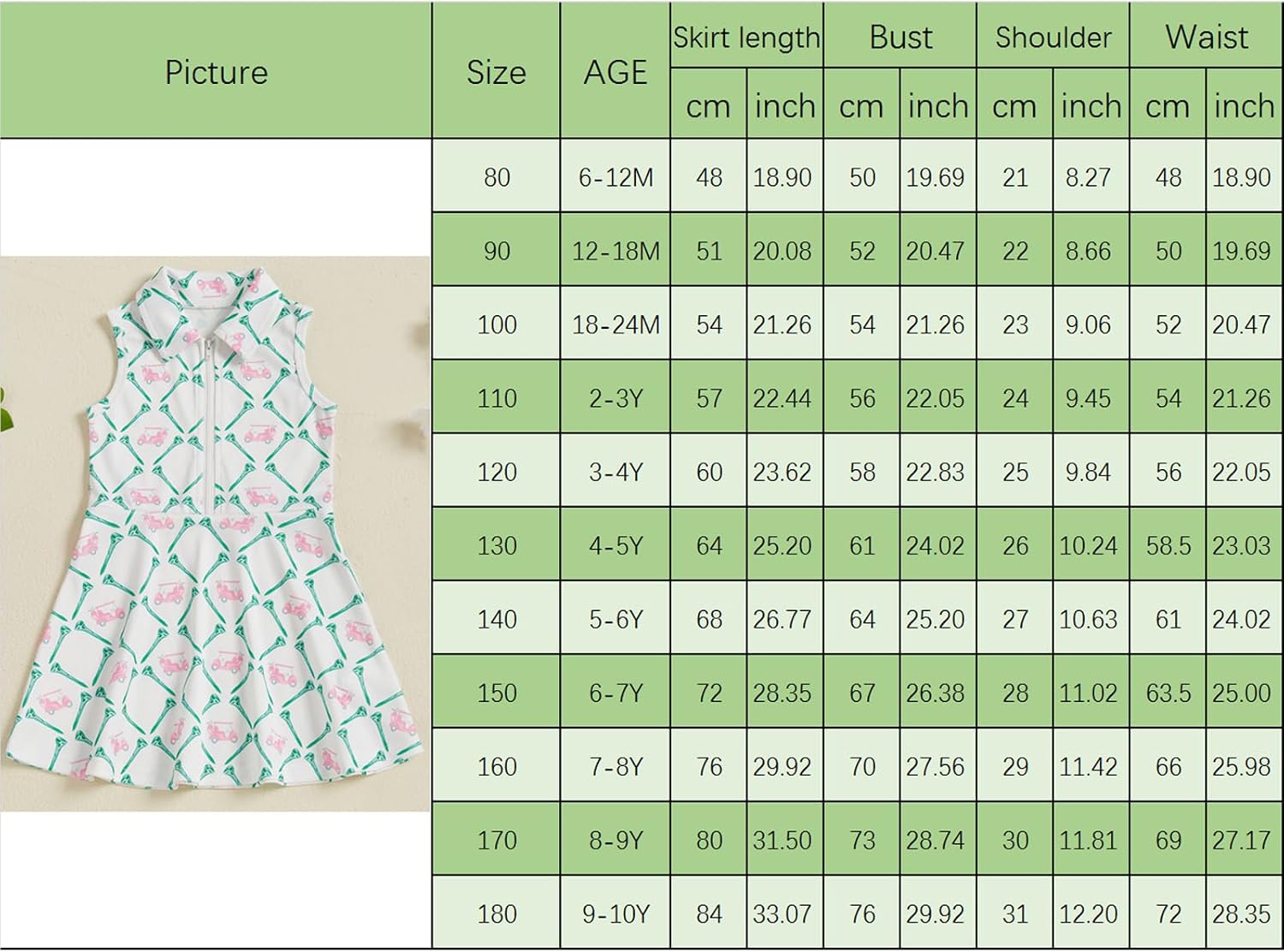 Kids Toddler Girls Golf Outfit Sleeveless Golf Dress Zipper Lapel Collar A Line Tank Dresses Girls Athletic Clothes