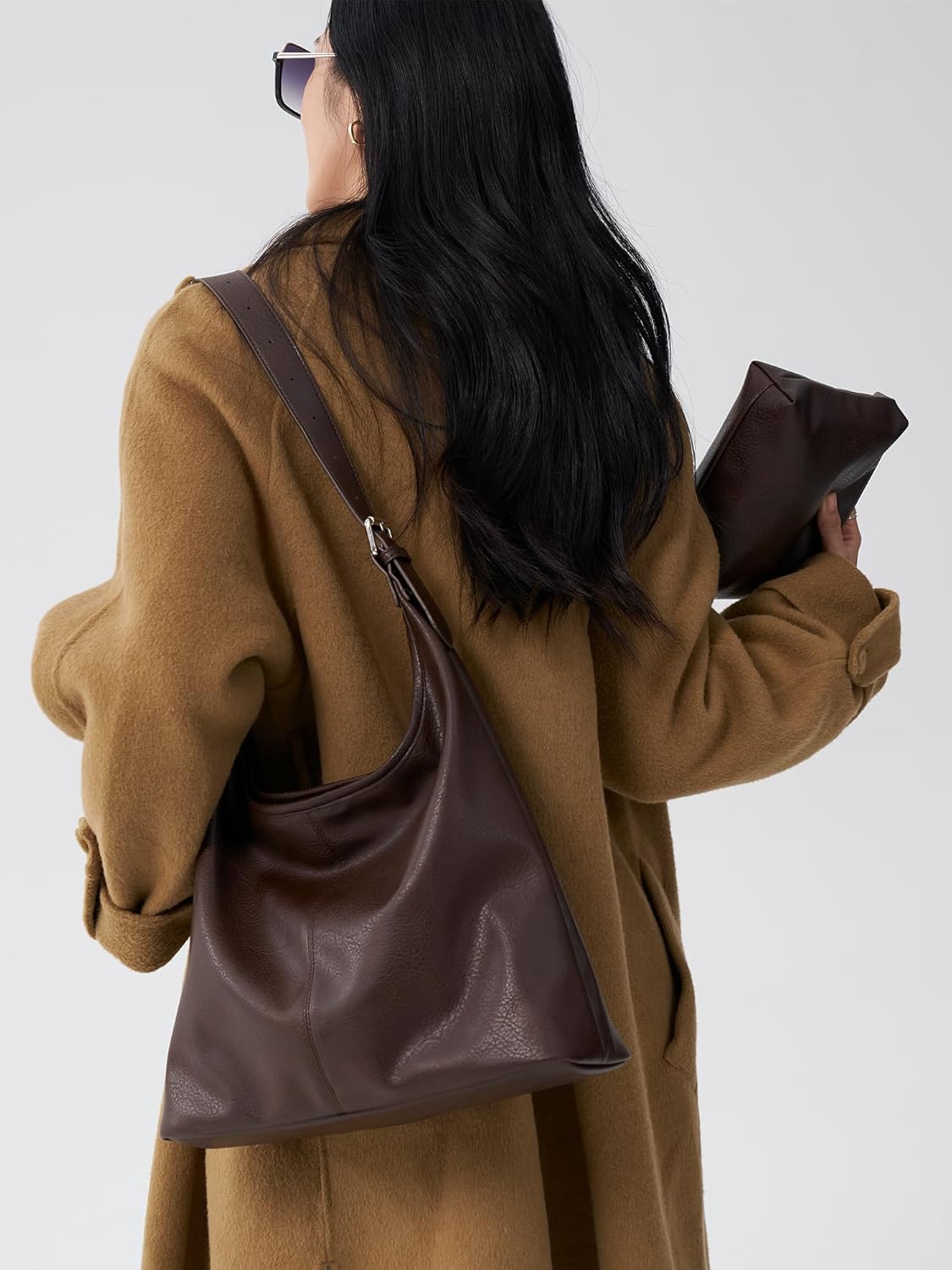 Hobo Bag for Women, Soft Vegan Leather Slouchy Shoulder Tote Purse with Matching Pouch, Adjustable Strap & Magnetic Closure - Image 2