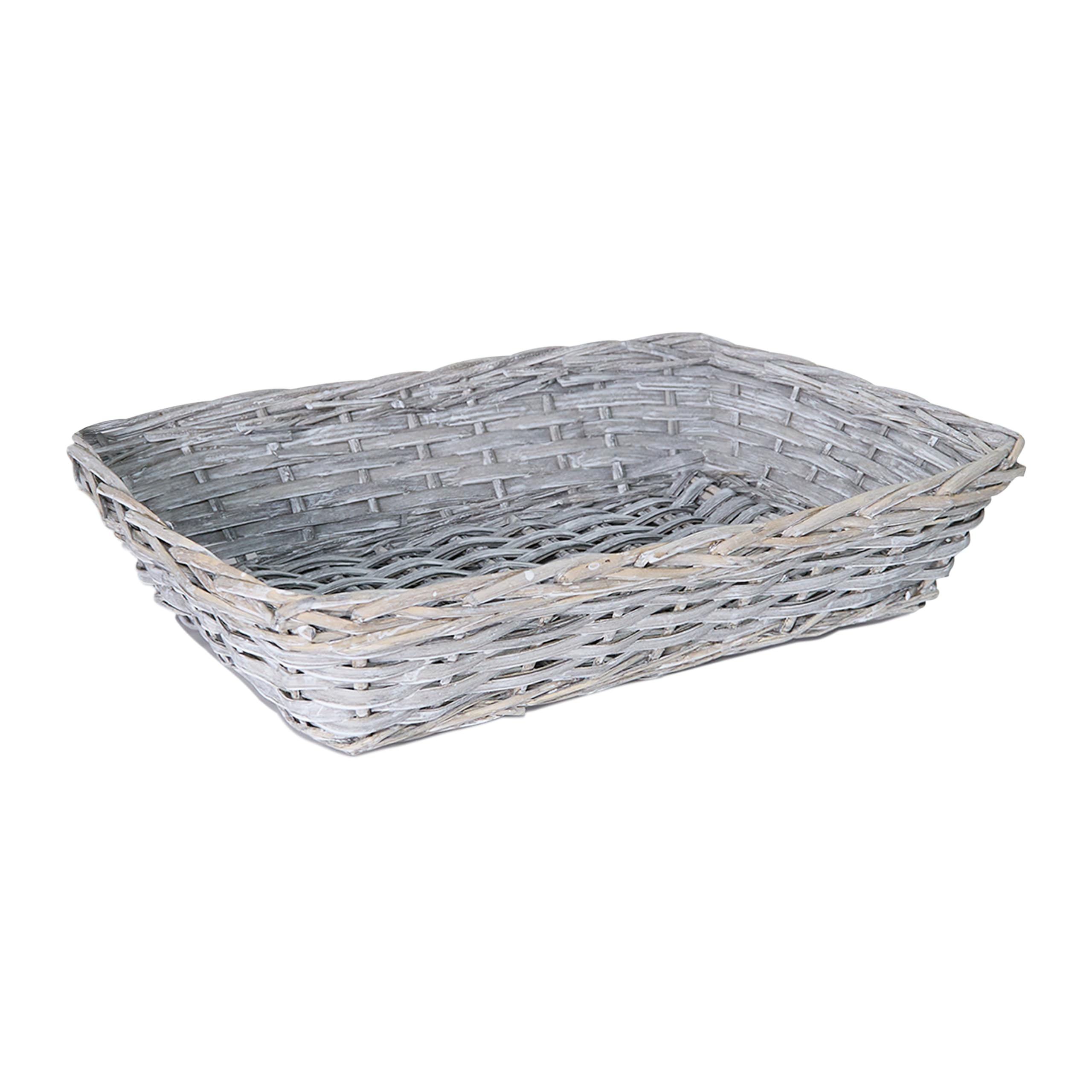 Wickerfield 10pcs Natural Wicker Hamper Basket Wicker Trays Gift Basket Retail Display Tray Christmas Hampers (Grey, Large)