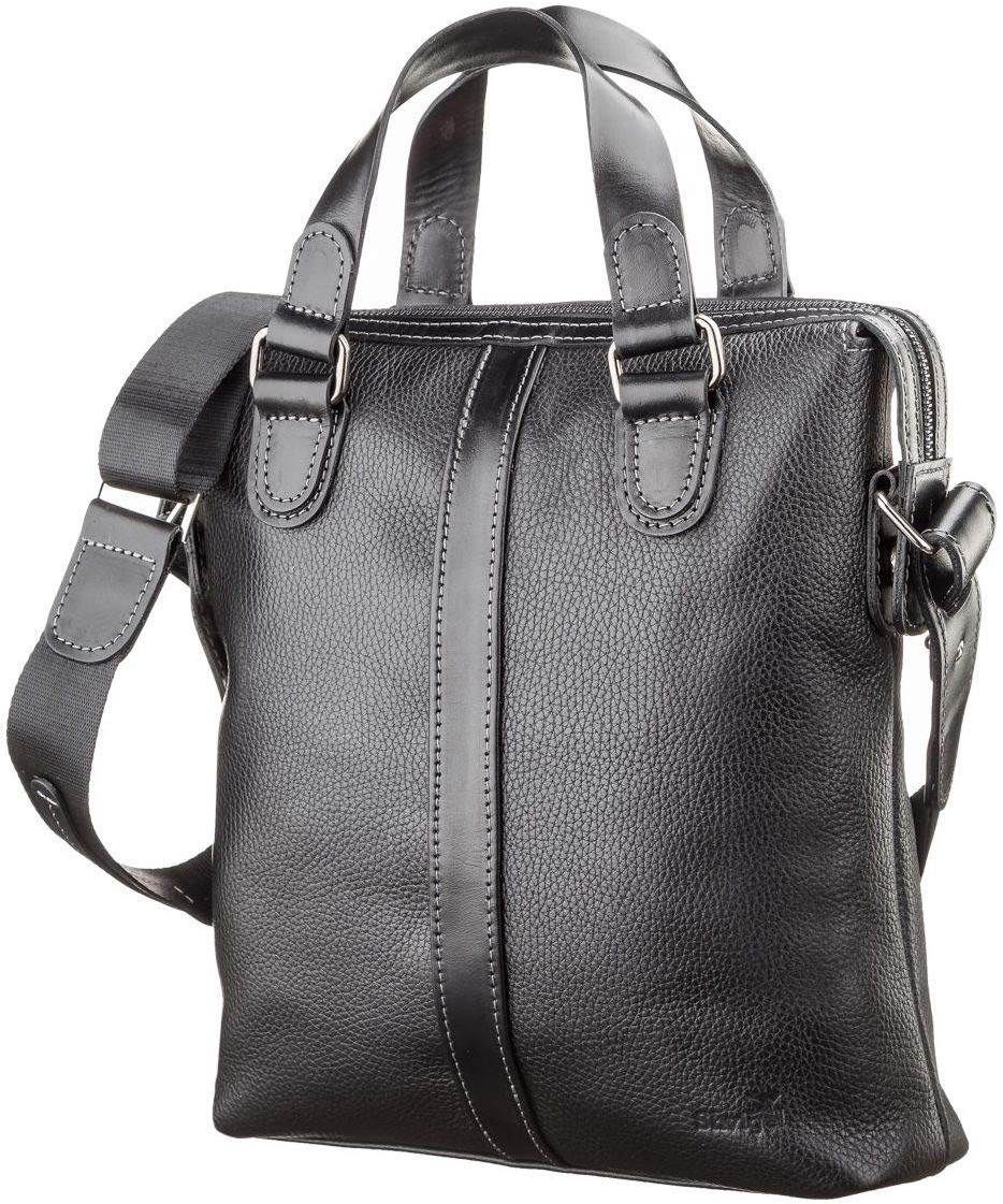 Shvigel Leather Messenger Bag Men - iPad Tablet Black Bag - Small Vertical Mini Crossbody Satchel - Flapover