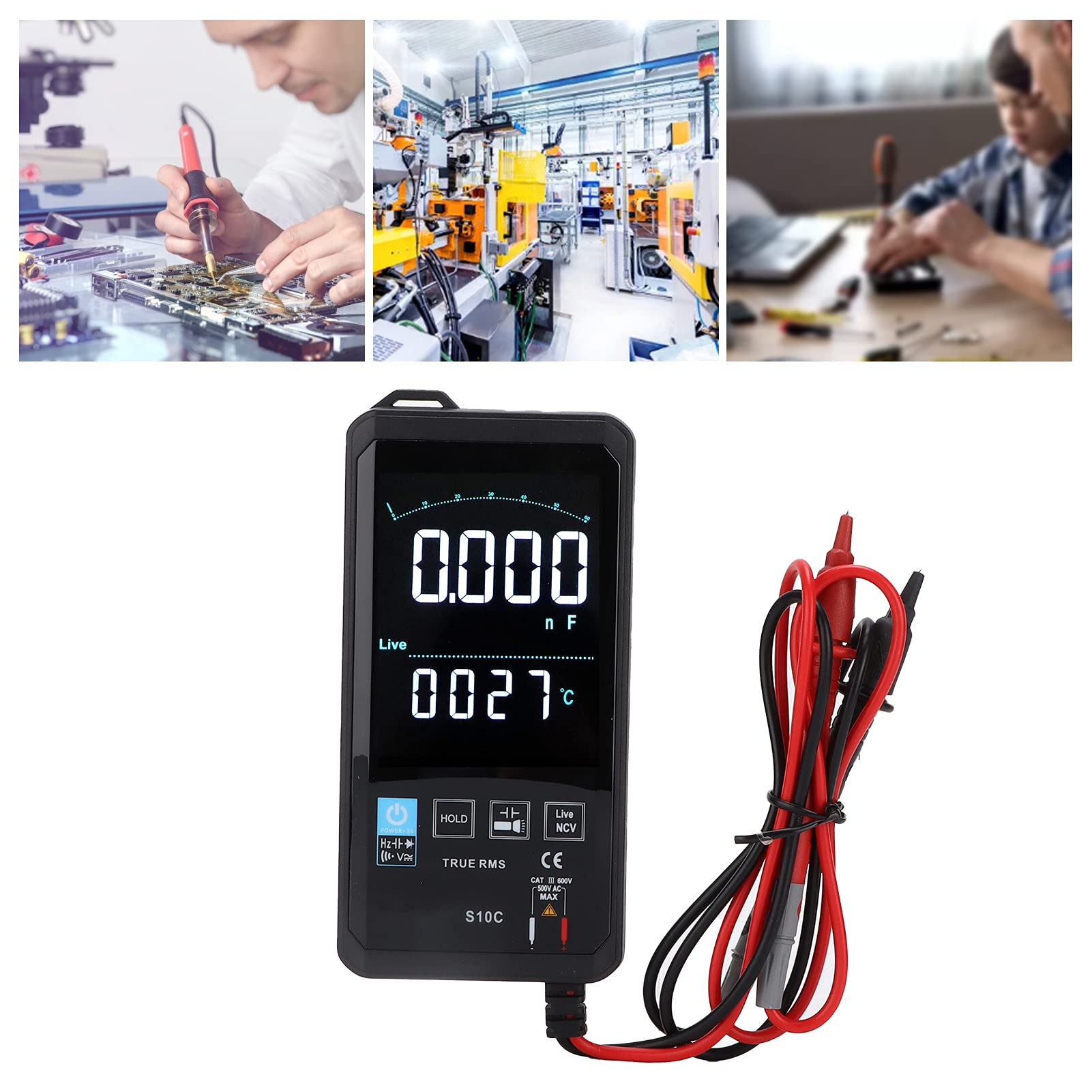 Multimetro Digitale S10C Misuratore True RMS Portatile Ad Alta Precisione per la Misurazione Dell'energia Elettrica Display LCD di Dimensioni Compatte