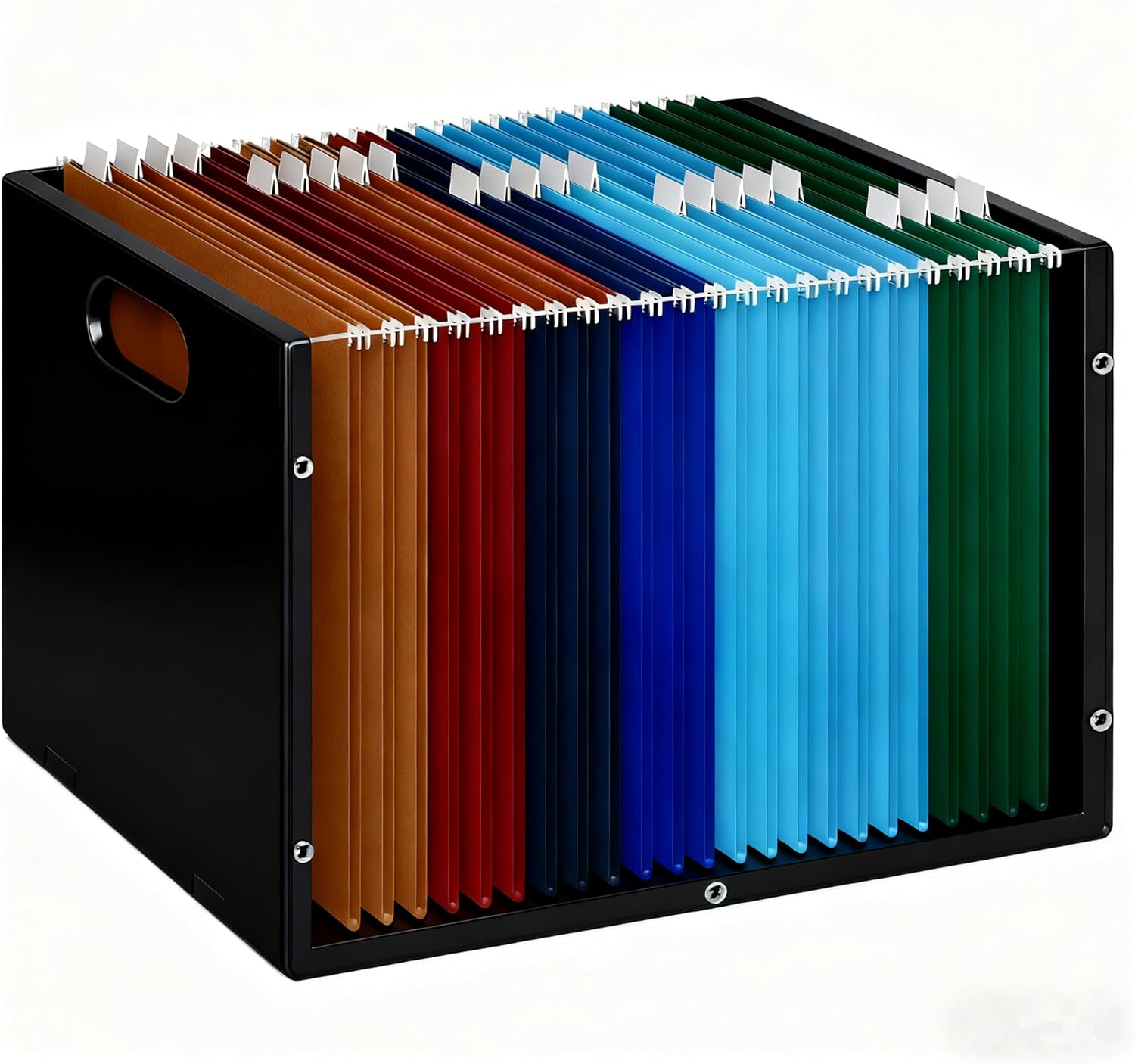 Hanging File Organizer Box with Handle, Acrylic File Folder Organizer Letter Size, Portable Hanging Folder Storage Boxes for Home Office Desk Document Storage, Black